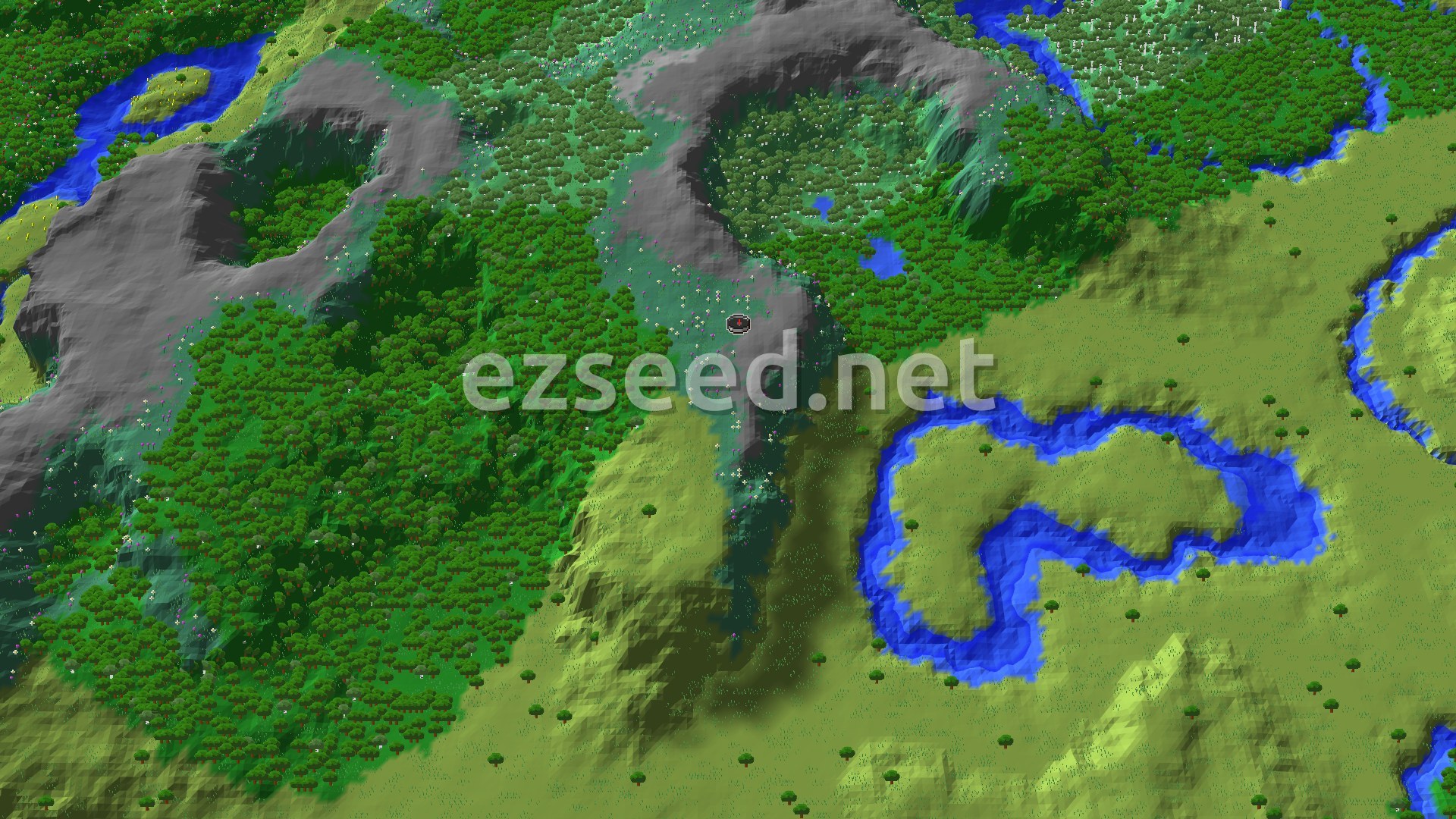 Aerial Minecraft seed map — Meadow Spawn With Close Trial Chambers