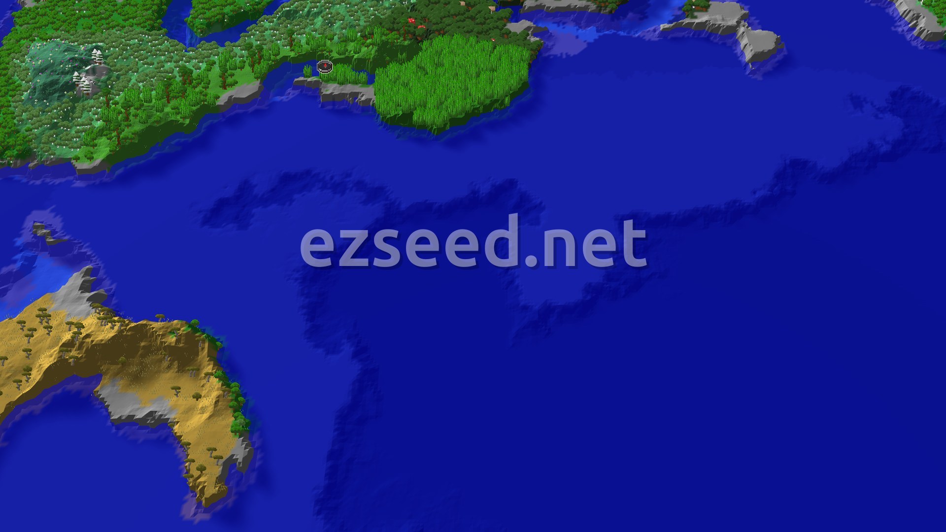 Aerial Minecraft seed map — Bamboo Jungle Spawn with Nearby Trial Chambers