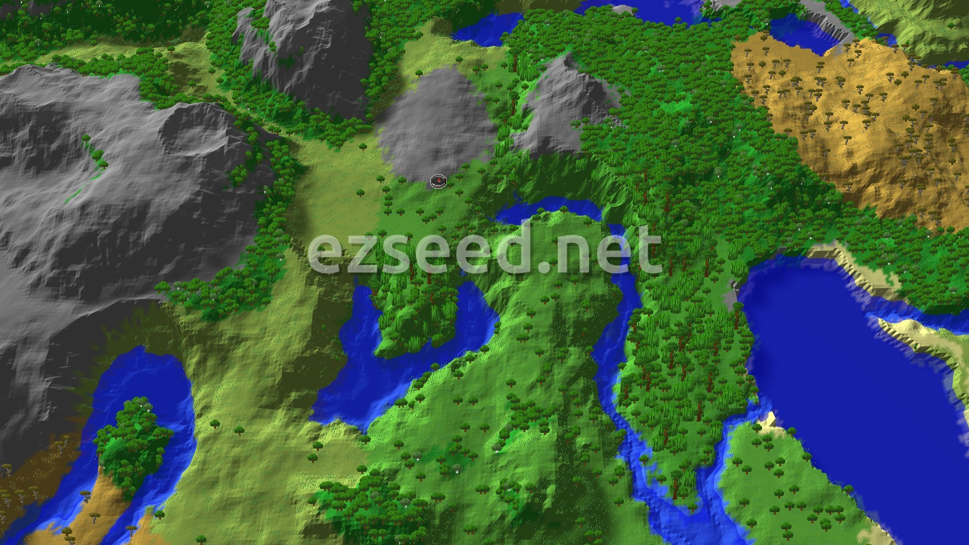 Aerial Minecraft seed map — Ancient City and Jungles Near Spawn