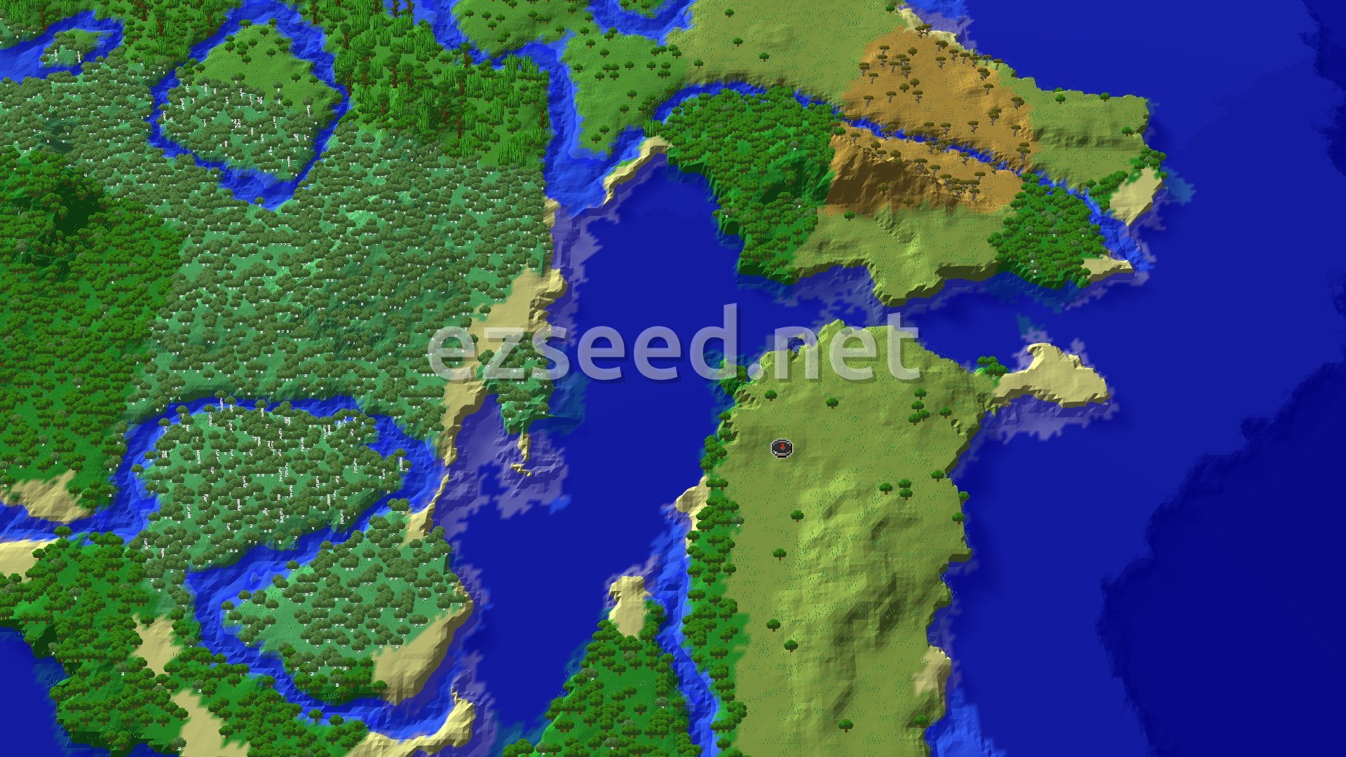 Aerial Minecraft seed map — Ocean and Jungle Adventure Seed