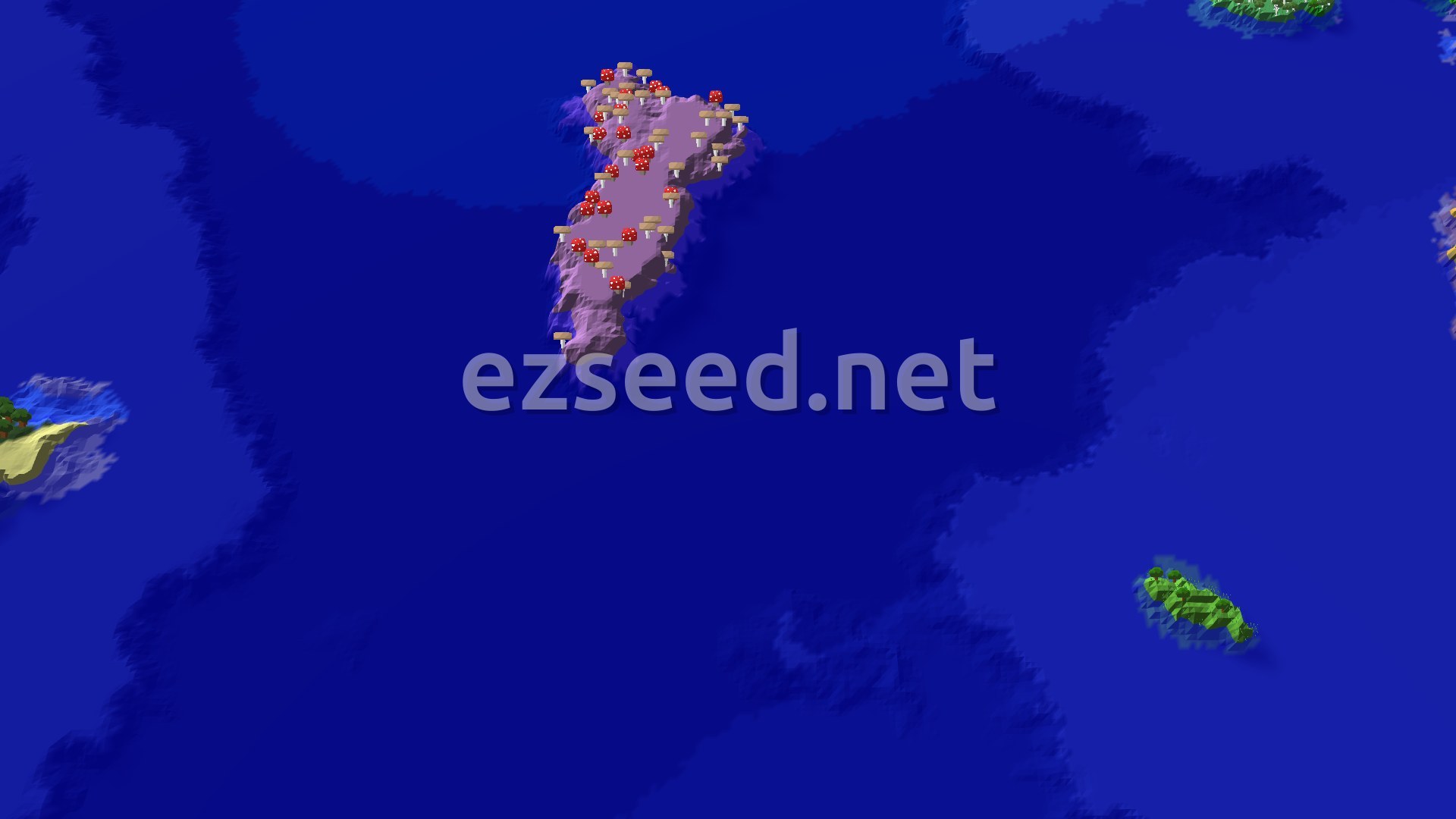 Aerial Minecraft seed map — Savanna Spawn with a Close Mushroom Fields Island