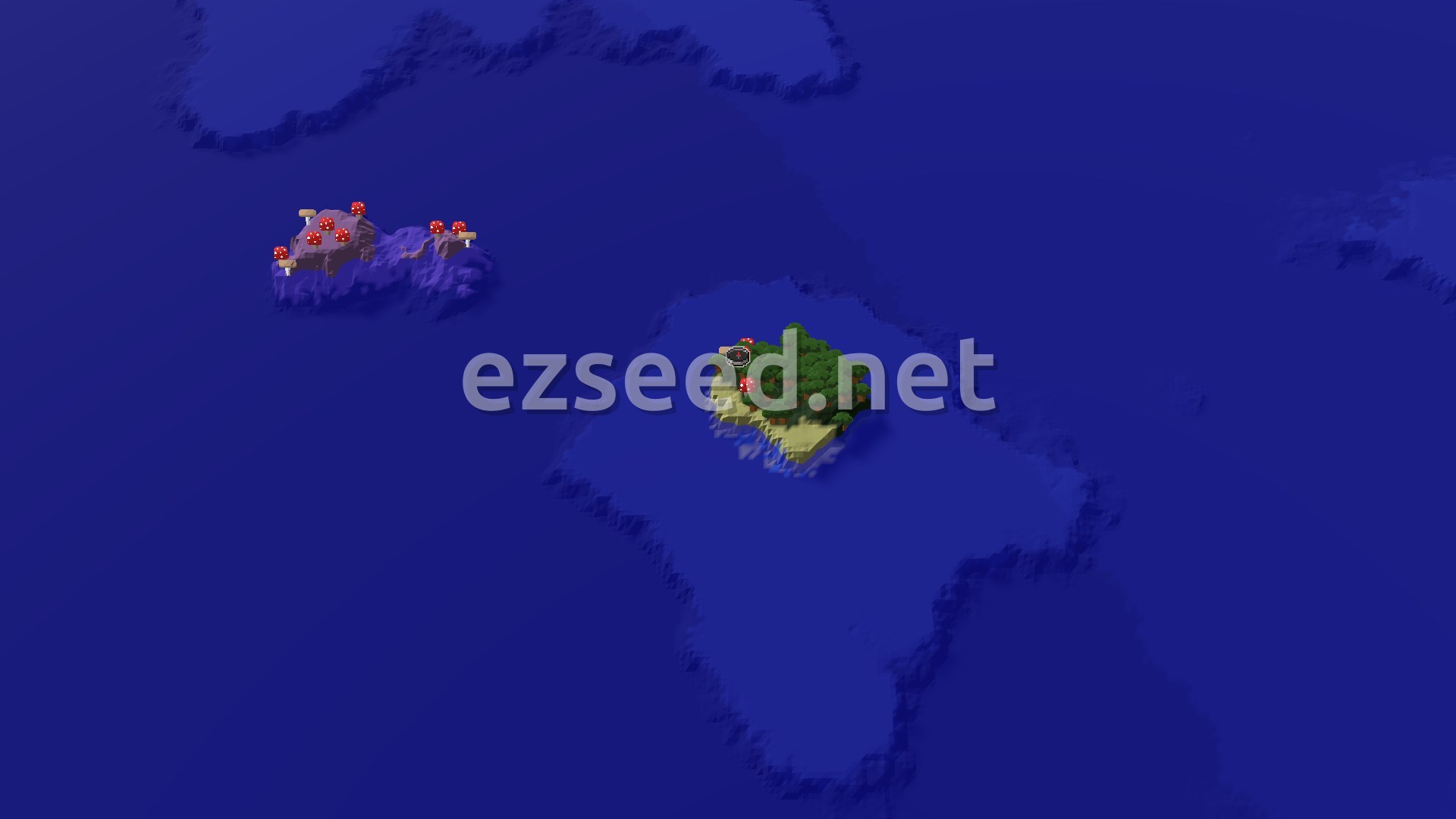 Aerial Minecraft seed map — Dark Forest Start with a Close Woodland Mansion