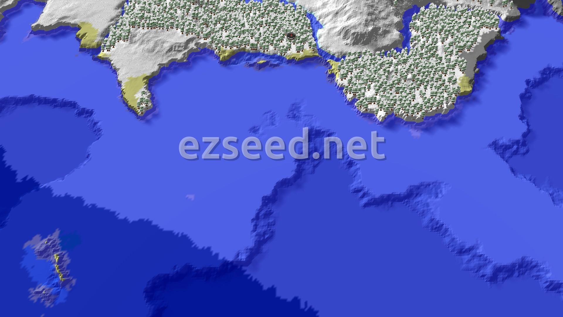 Aerial Minecraft seed map — A Snowy Start with Nearby Trial Chambers