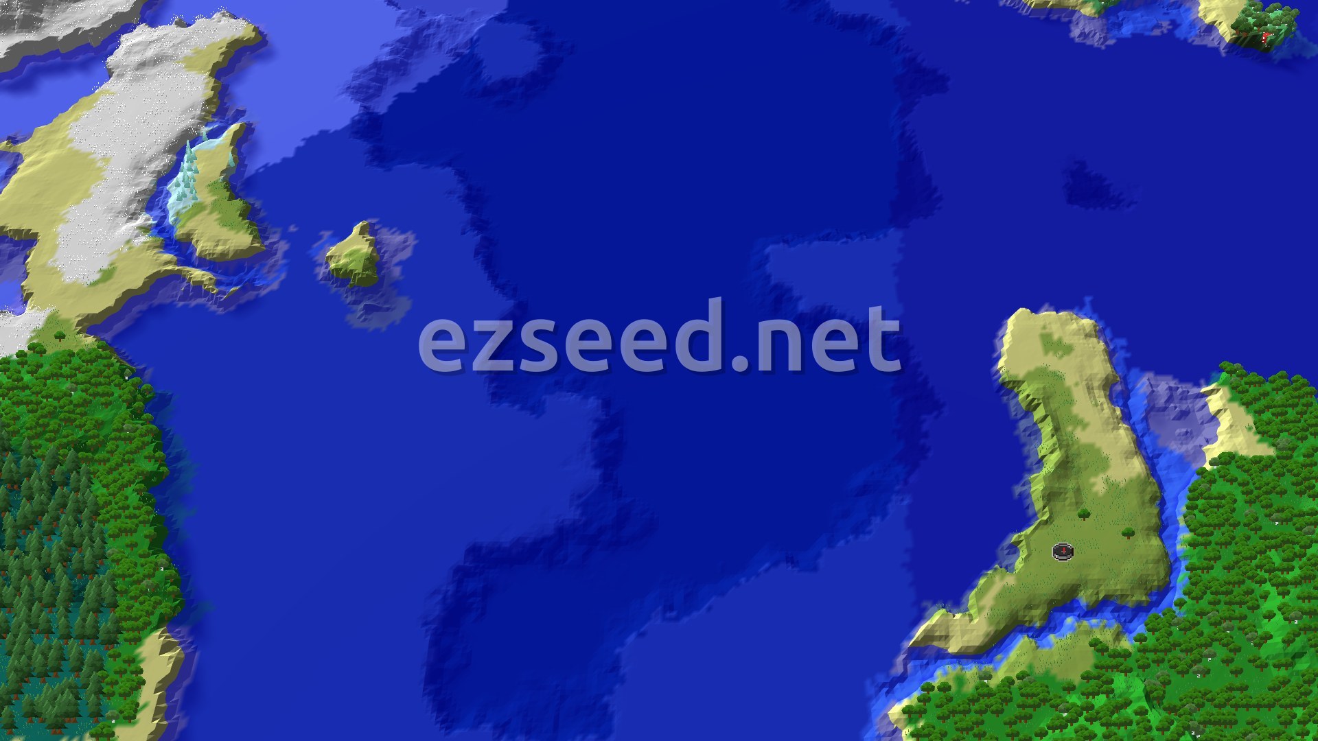 Aerial Minecraft seed map — Village and Trial Chambers Near Spawn