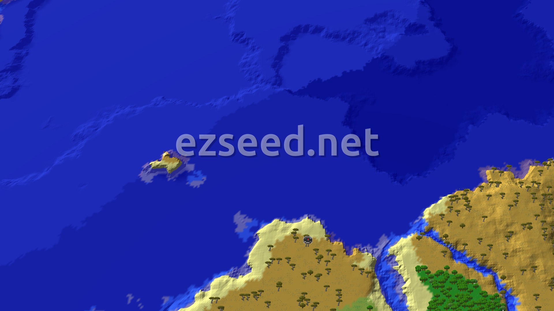 Aerial Minecraft seed map — Savanna Spawn with Close Trial Chambers
