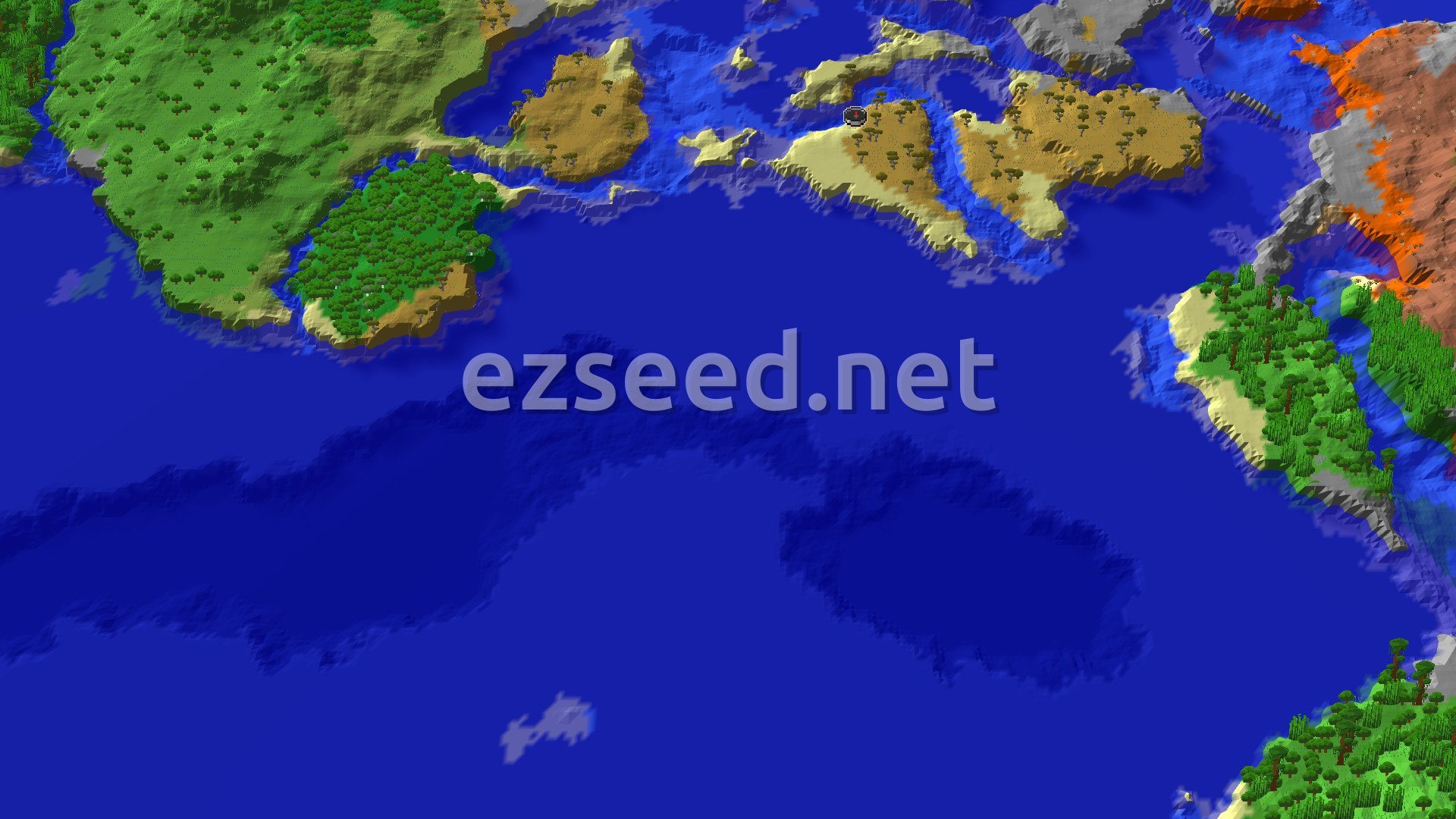 Aerial Minecraft seed map — Savanna Spawn with a Nearby Shipwreck and Trial Chambers