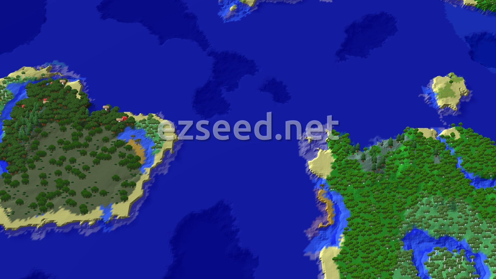 Aerial Minecraft seed map — Ocean-Heavy Seed with Close Trial Chambers