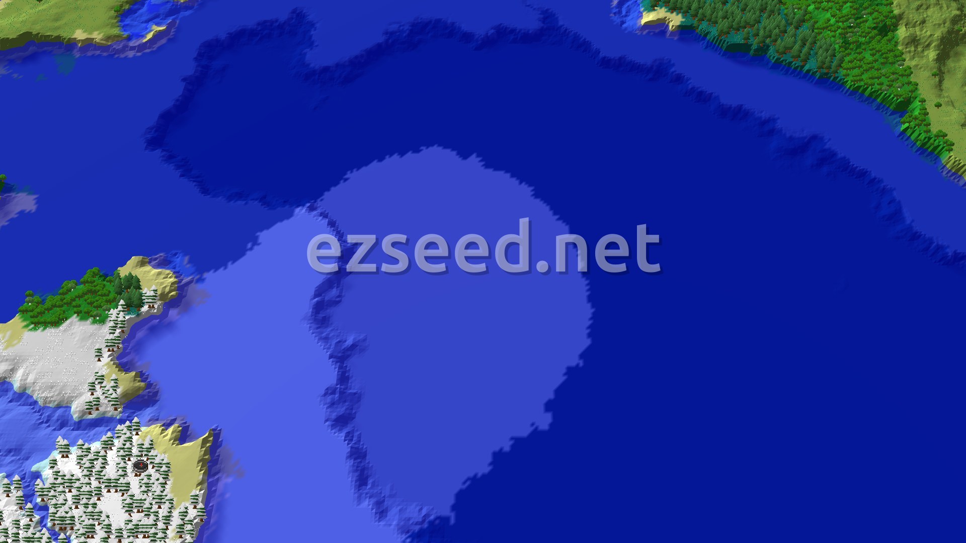 Aerial Minecraft seed map — Frozen Ocean Start with Nearby Trial Chambers