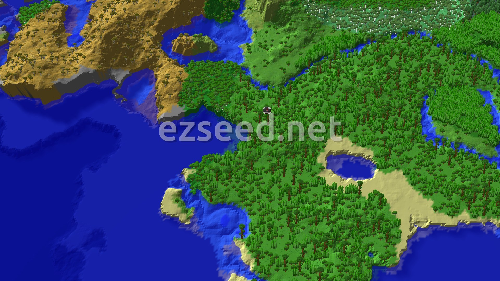 Aerial Minecraft seed map — Jungle Spawn with Quick Access to Trial Chambers