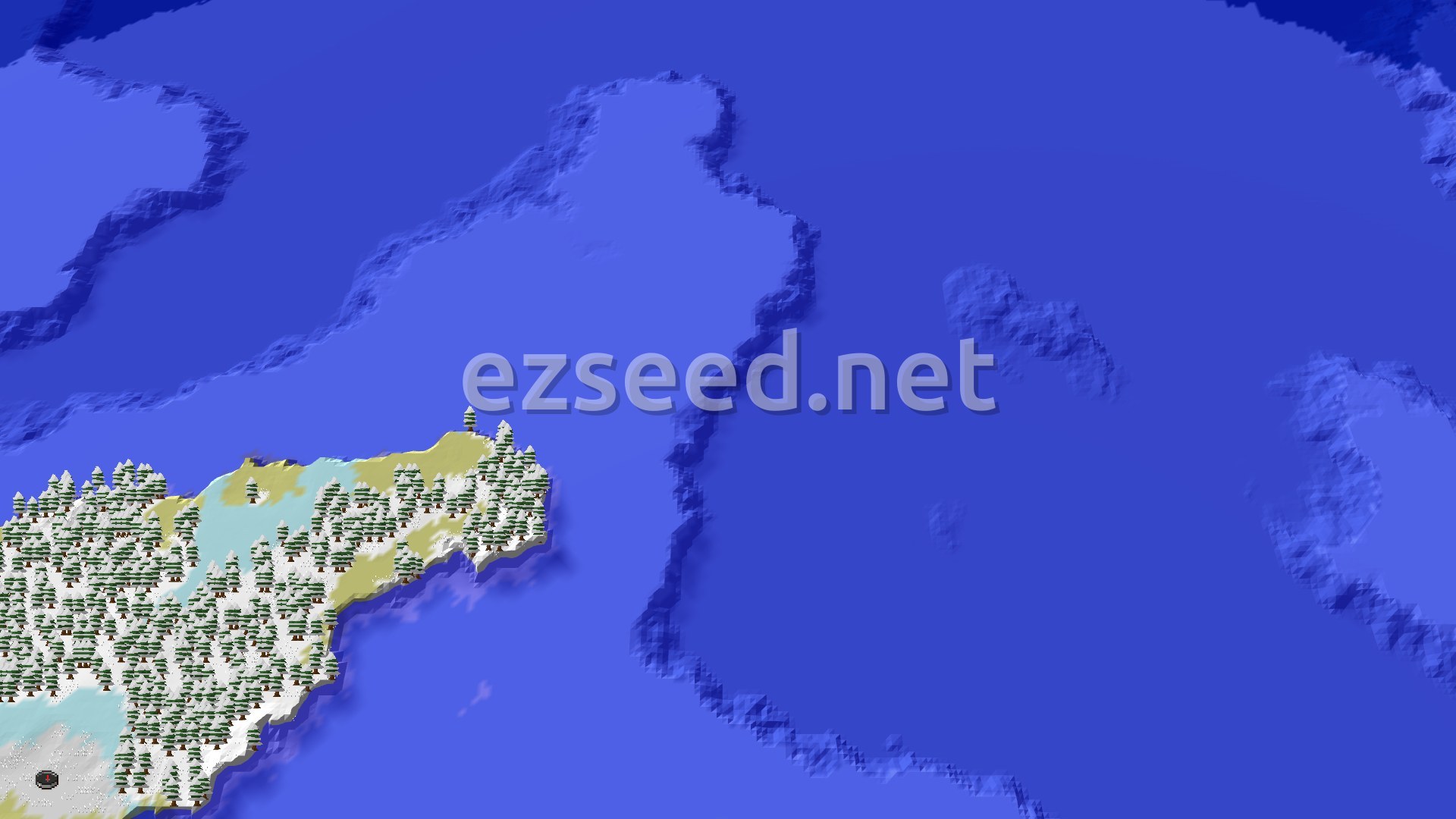 Aerial Minecraft seed map — Spawn in Snow, Quick Trial Chambers