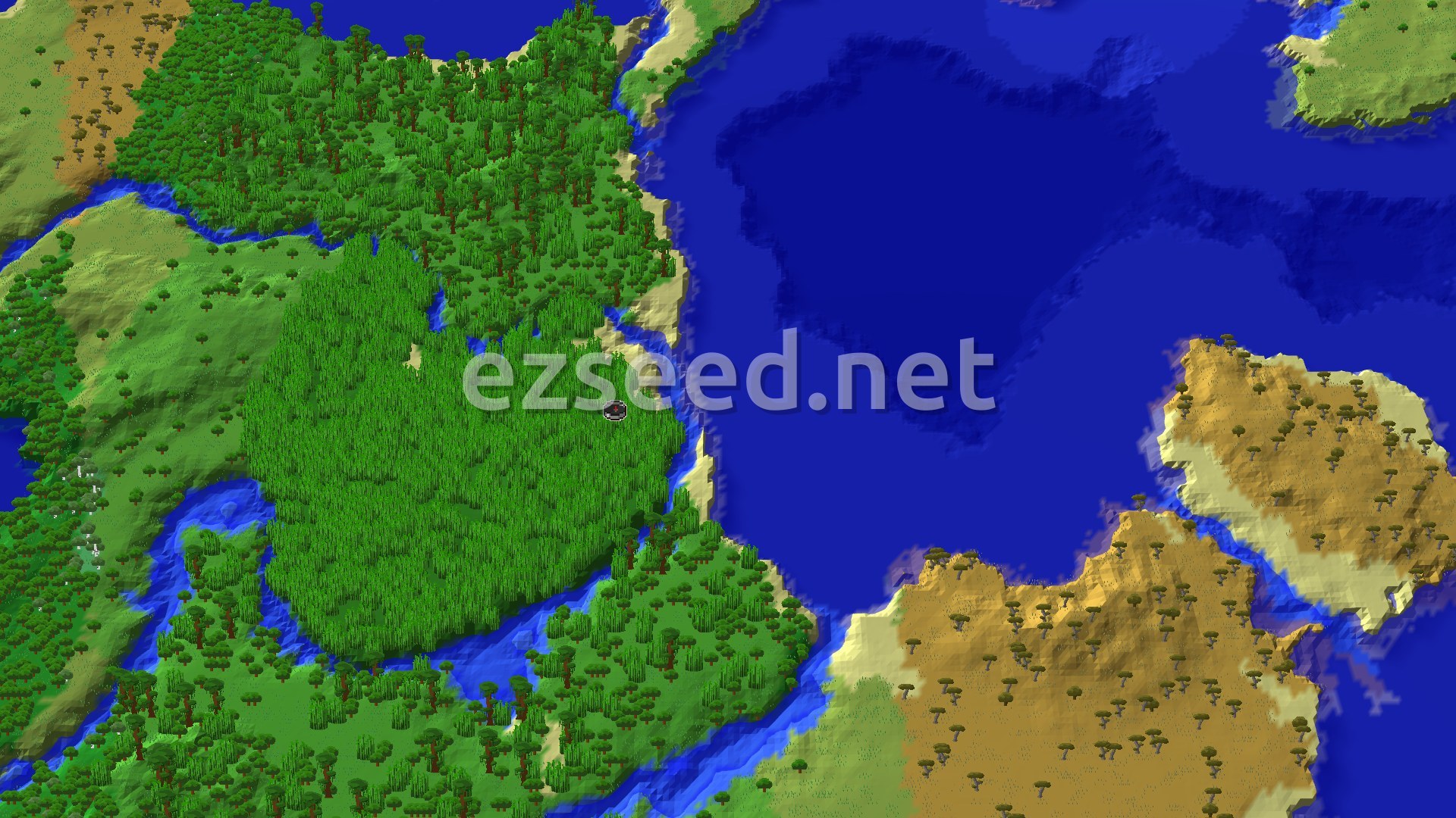 Aerial Minecraft seed map — Bamboo Jungle Spawn with Close Trial Chambers