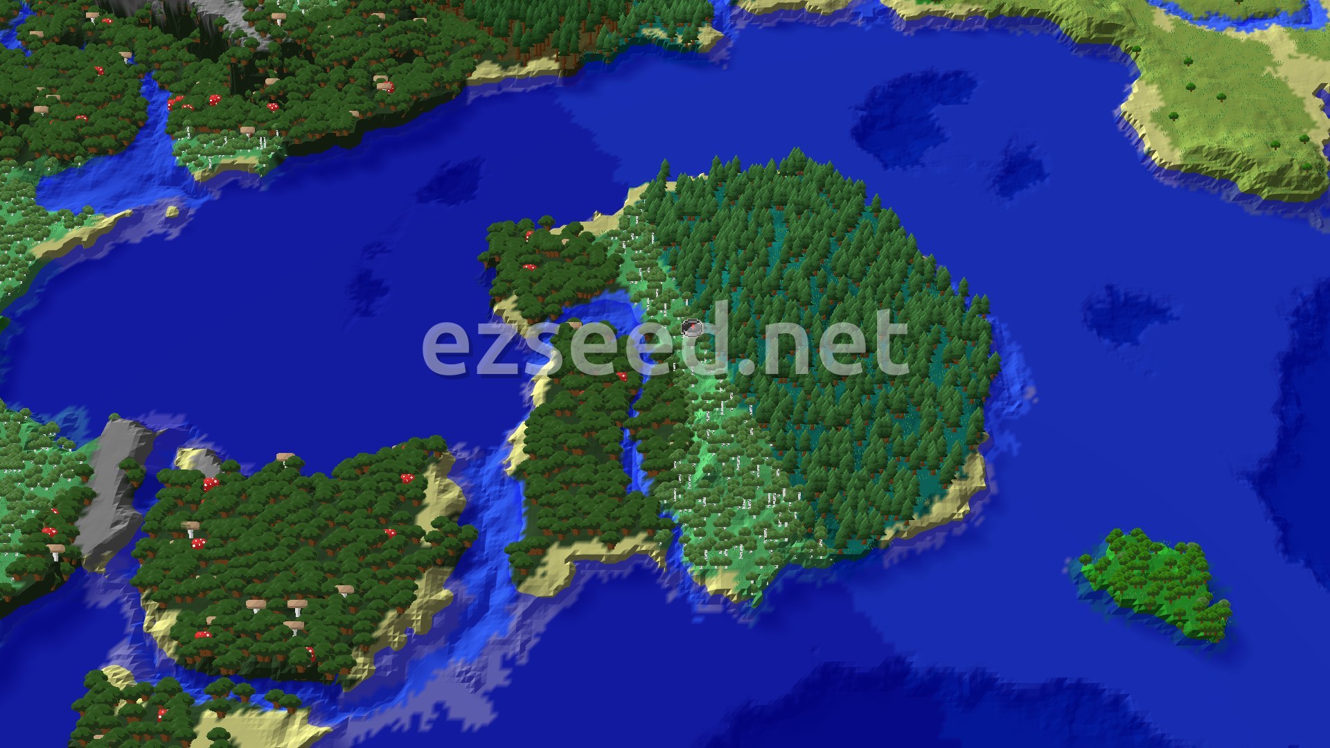 Aerial Minecraft seed map — Spawn Near a Blacksmith Village and Trail Ruins