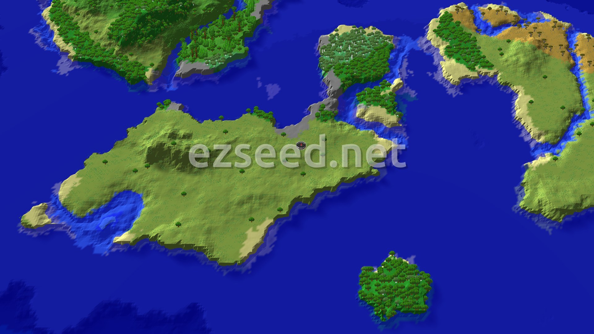 Aerial Minecraft seed map — A Solid Start with an Abandoned Village Nearby