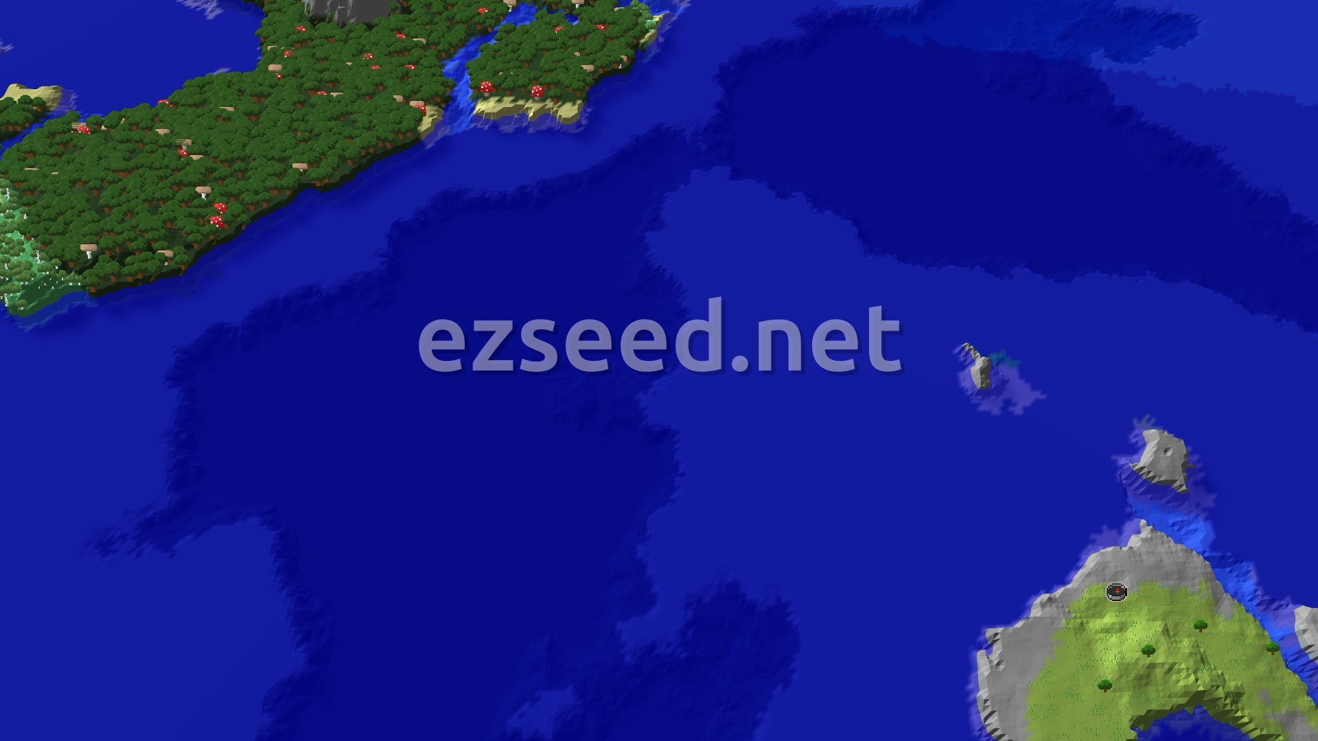 Aerial Minecraft seed map — Ocean Spawn with Nearby Trial Chambers