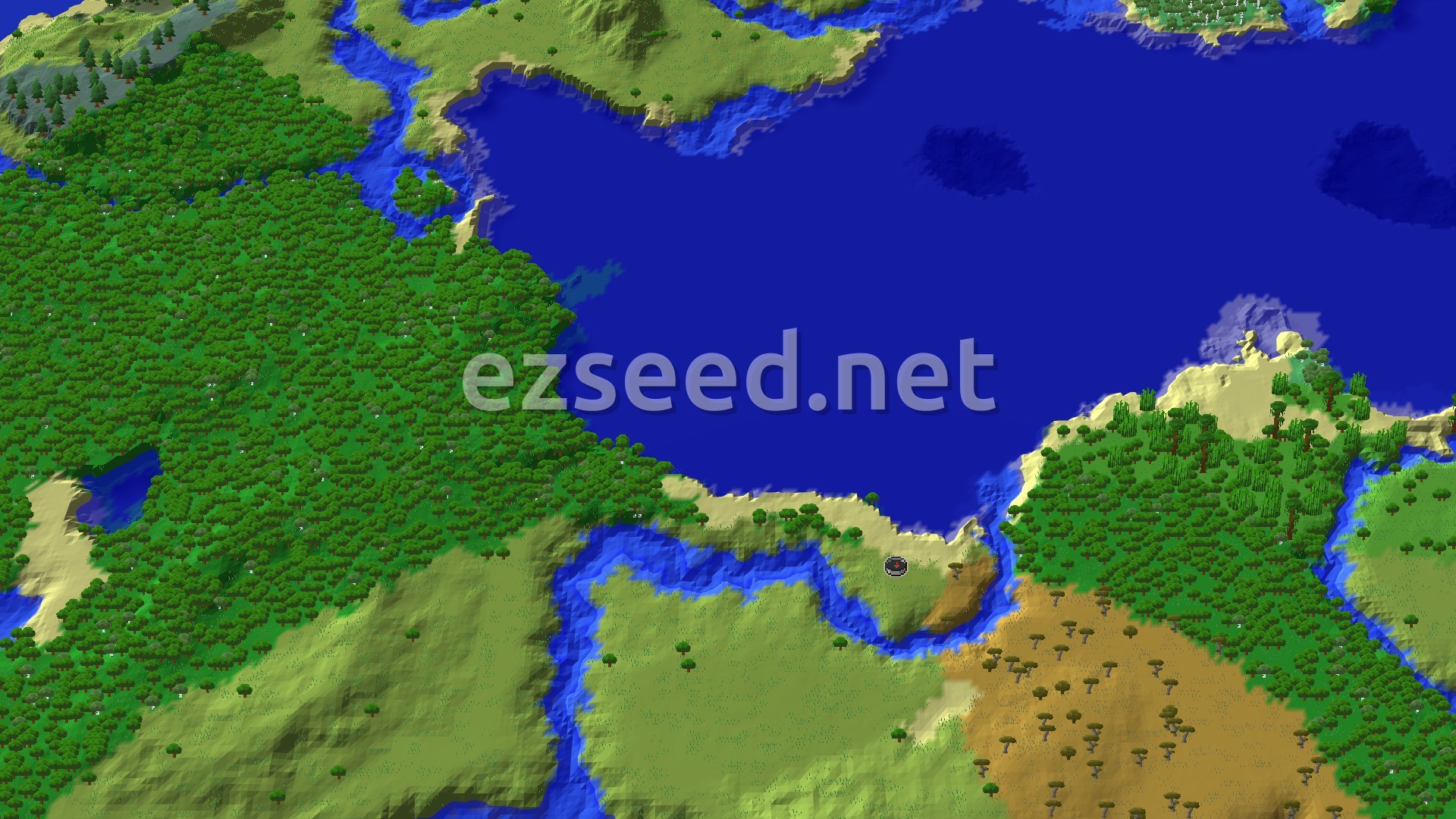 Aerial Minecraft seed map — Spawn in a Plains, Trial Chambers nearby
