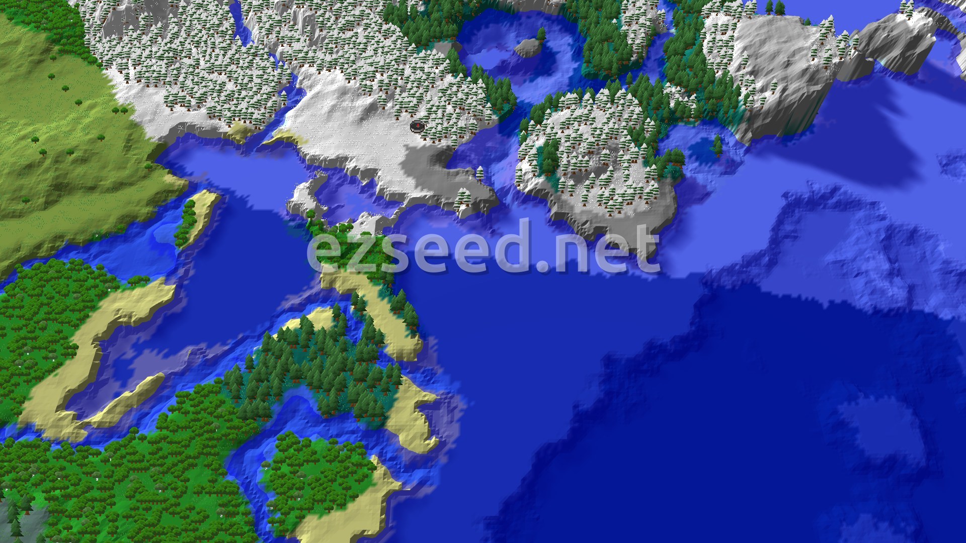 Aerial Minecraft seed map — Igloo and Trial Chambers Near a Snowy Spawn
