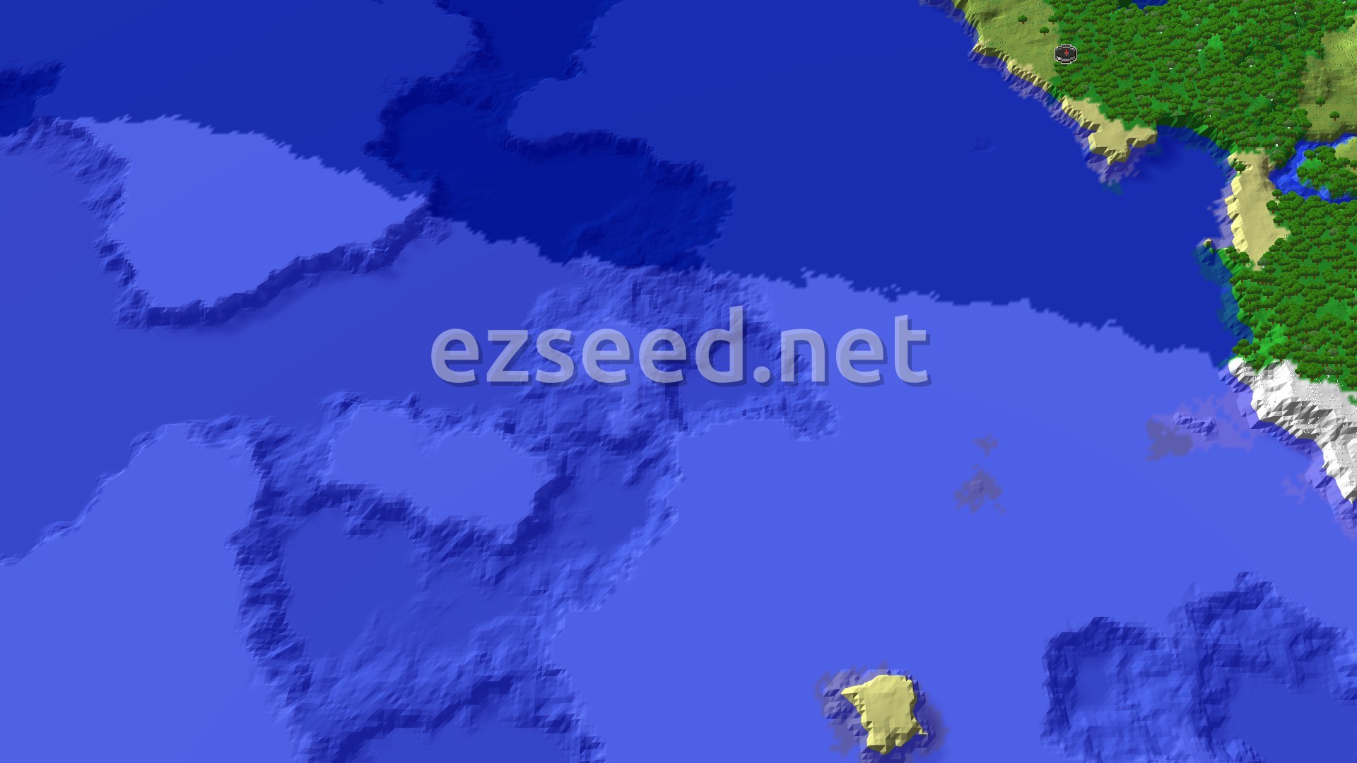 Aerial Minecraft seed map — A Cold Ocean Start with Distant Rewards