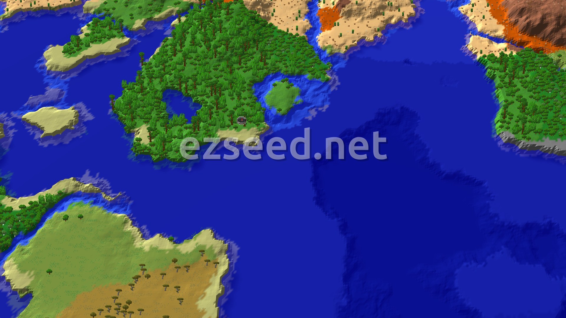 Aerial Minecraft seed map — A Jungle Spawn with Nearby Trial Chambers