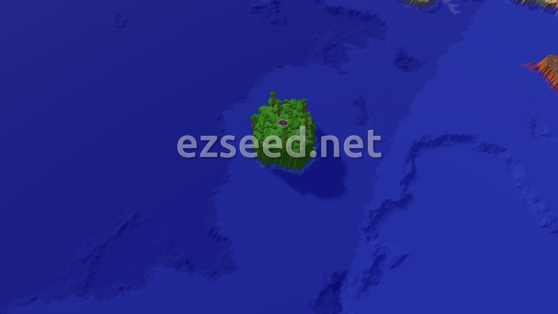 Aerial Minecraft seed map — Jungle Temple and Ocean Life Near Your Spawn