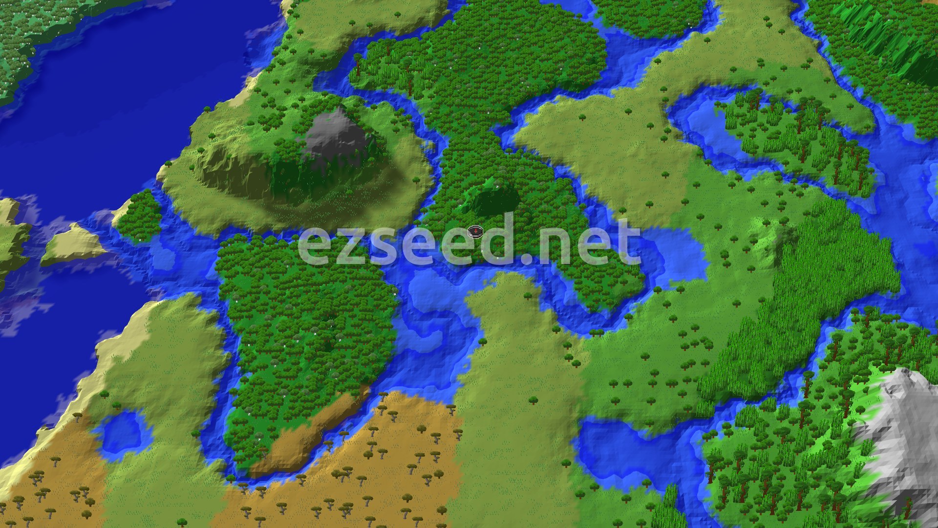 Aerial Minecraft seed map — Spawn Near a Jungle Temple and Trial Chambers