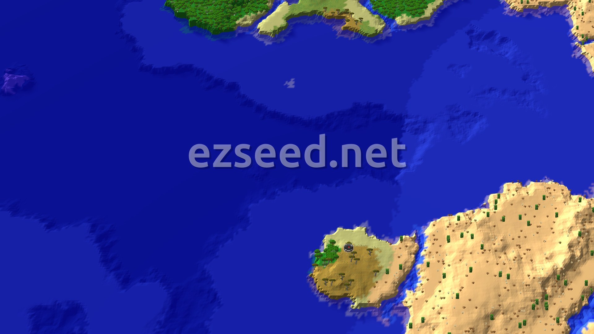 Aerial Minecraft seed map — Savanna Spawn with a Close Trial Chambers
