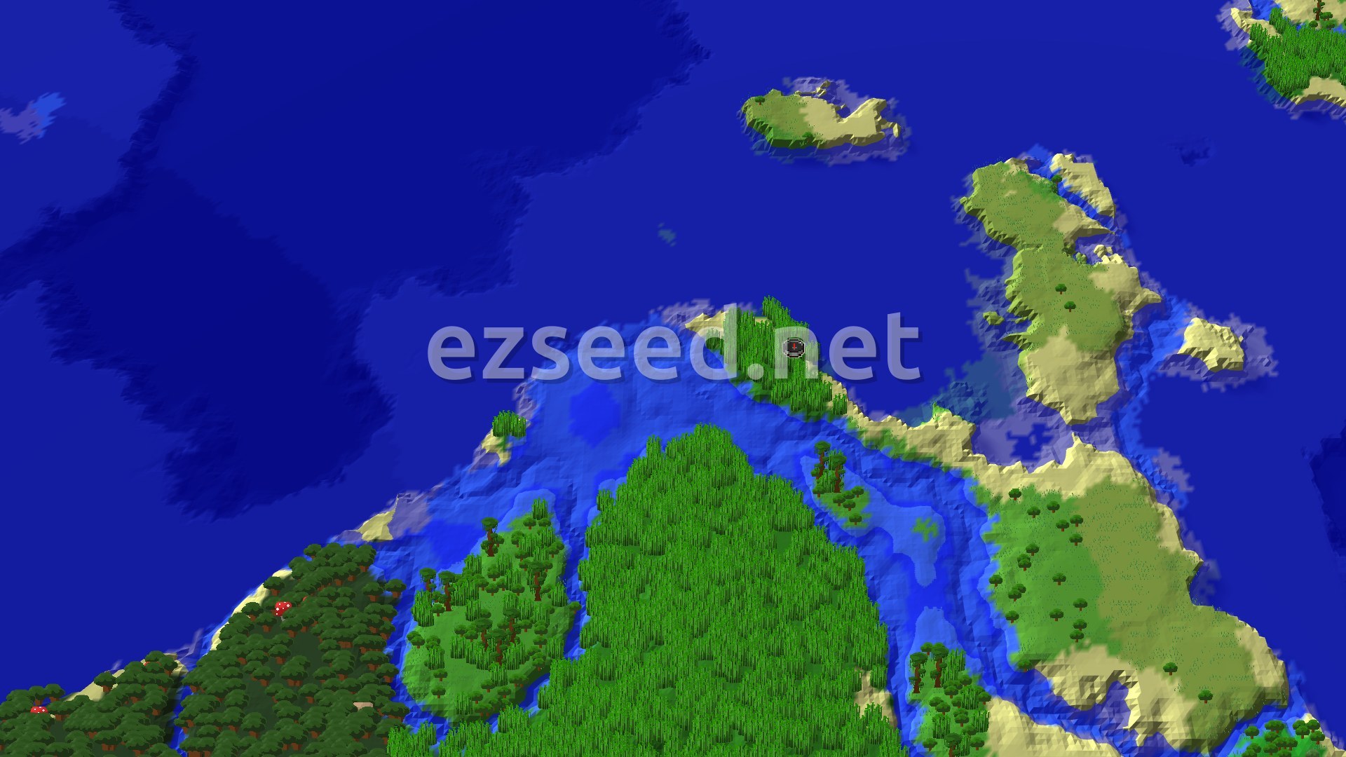 Aerial Minecraft seed map — Bamboo Jungle Spawn with Nearby Trial Chambers