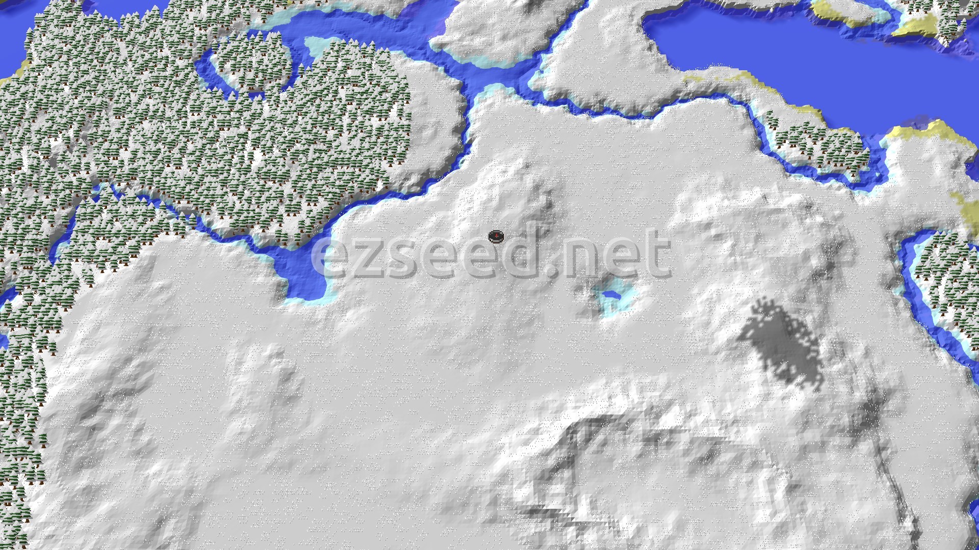 Aerial Minecraft seed map — Frozen Start With Nearby Trial Chambers