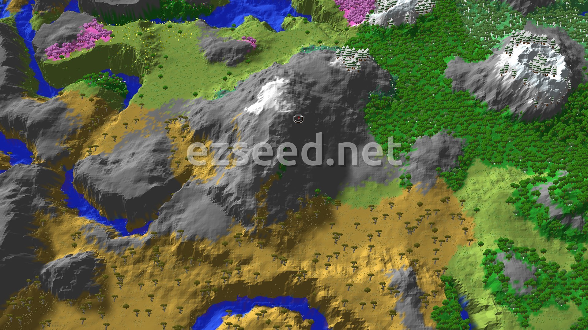 Aerial Minecraft seed map — Ancient City and Trial Chambers Near Spawn