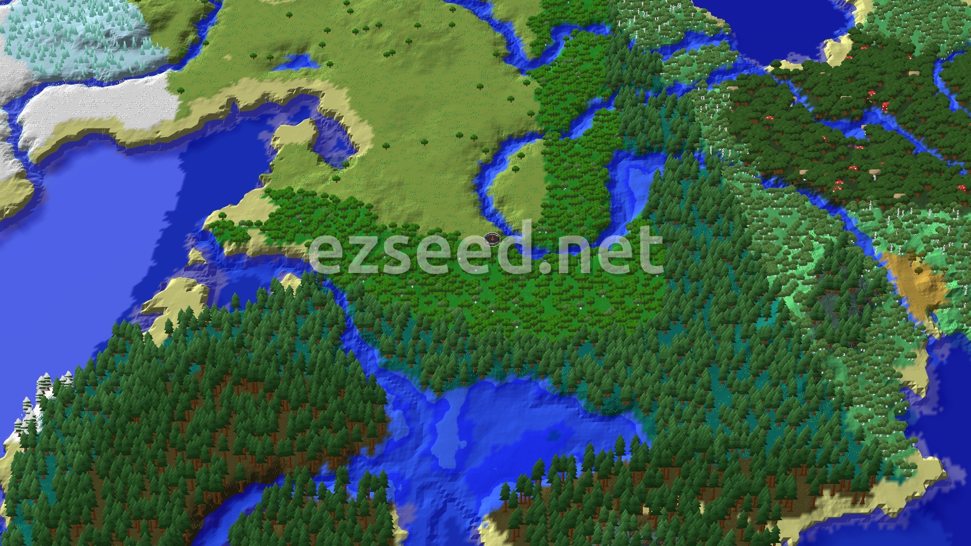 Aerial Minecraft seed map — Spawn Near a Ruined Portal and Trial Chambers