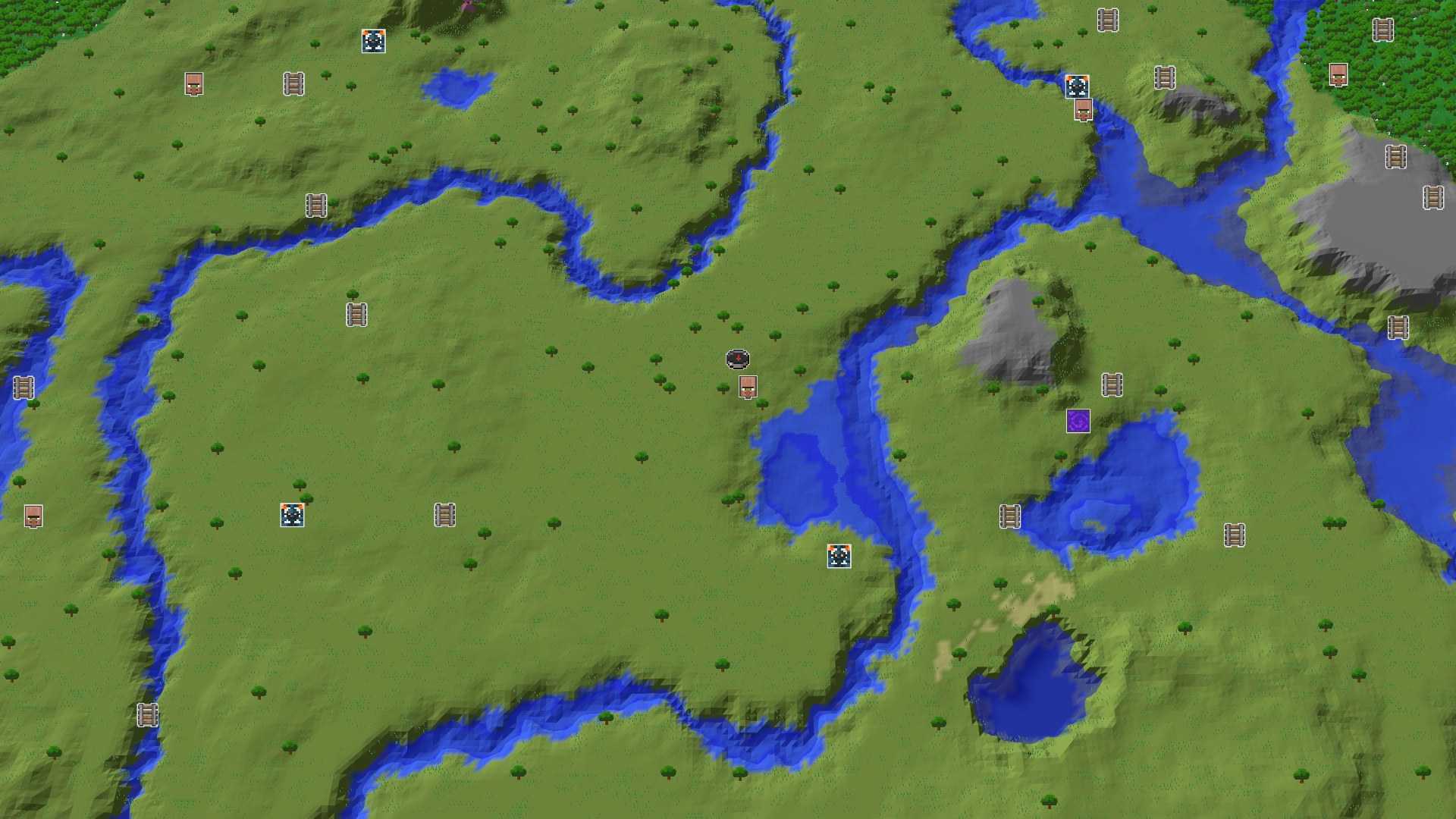 Aerial Minecraft seed map — A Village and Cherry Grove Starter World