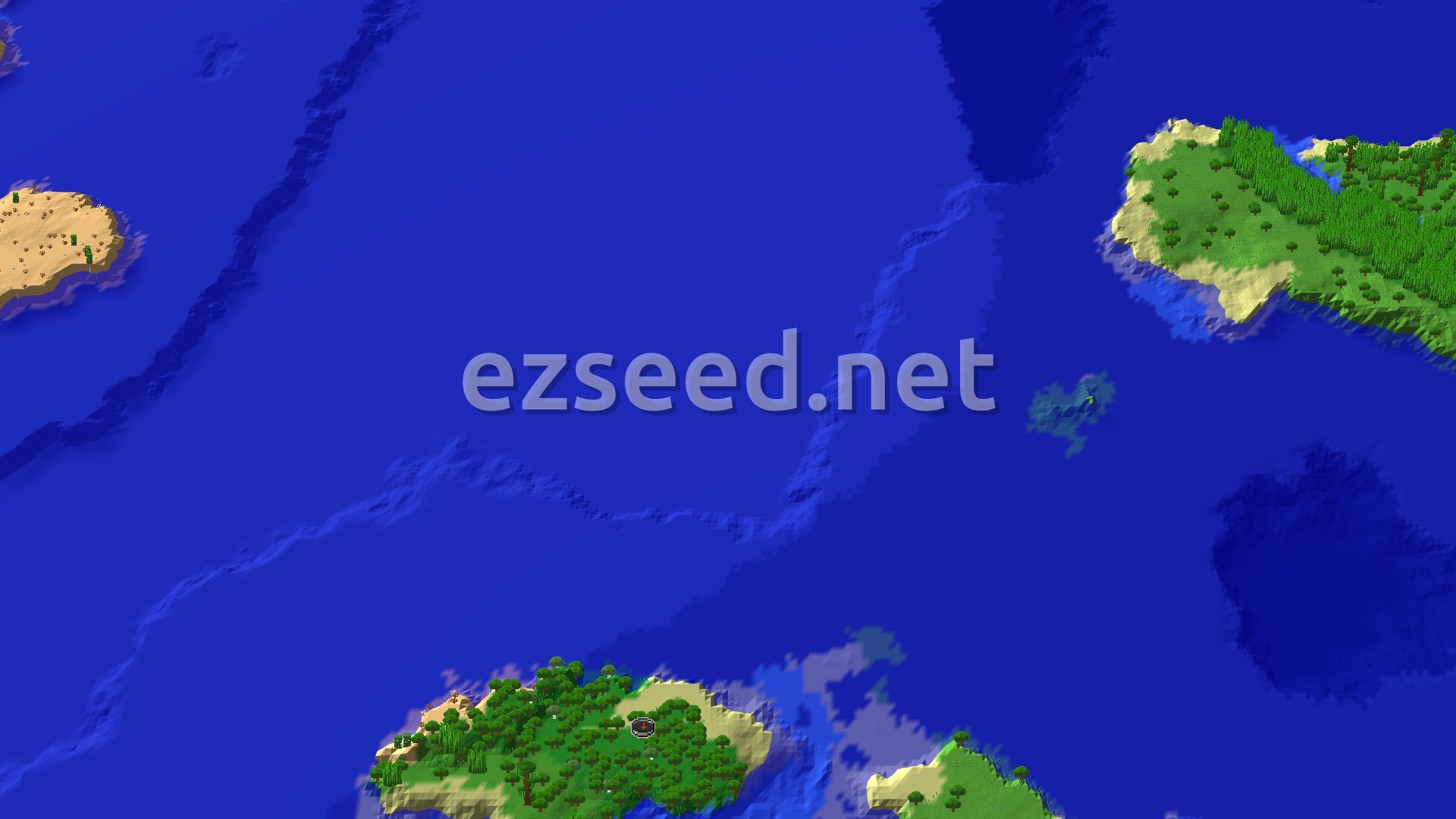 Aerial Minecraft seed map — Pillager Outpost and Trial Chambers Near Spawn