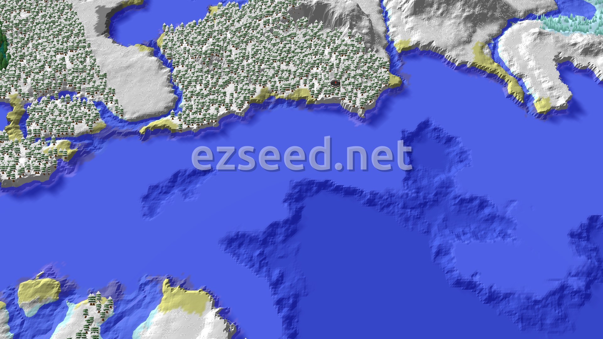 Aerial Minecraft seed map — A Snowy Taiga Start with Nearby Trial Chambers