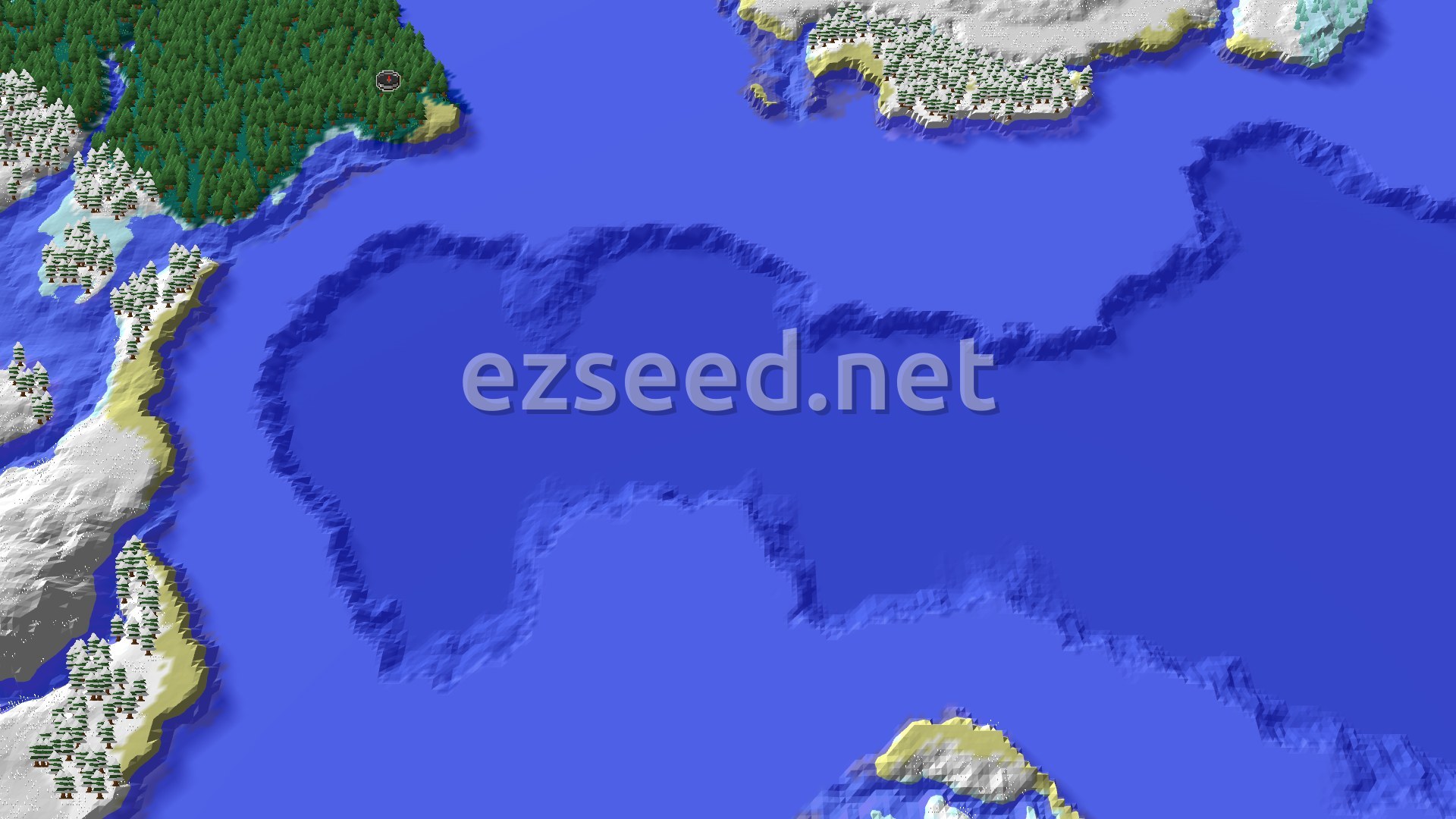 Aerial Minecraft seed map — Ancient City and Trial Chambers in a Cold Taiga World