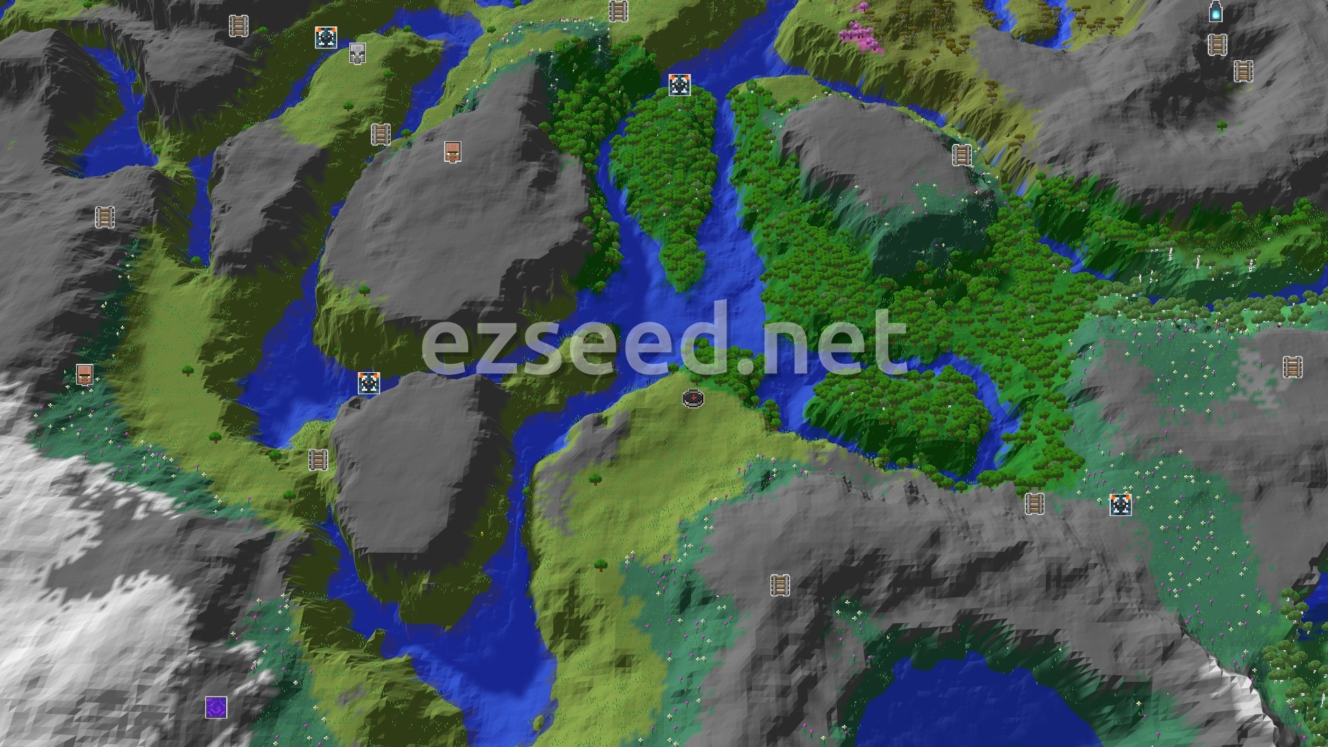 Aerial Minecraft seed map — A Long Walk to the Best Structures