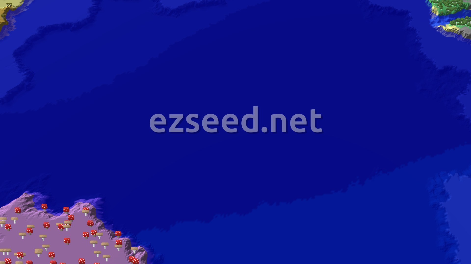 Aerial Minecraft seed map — Mushroom Fields and Mangrove Swamp Island Spawn
