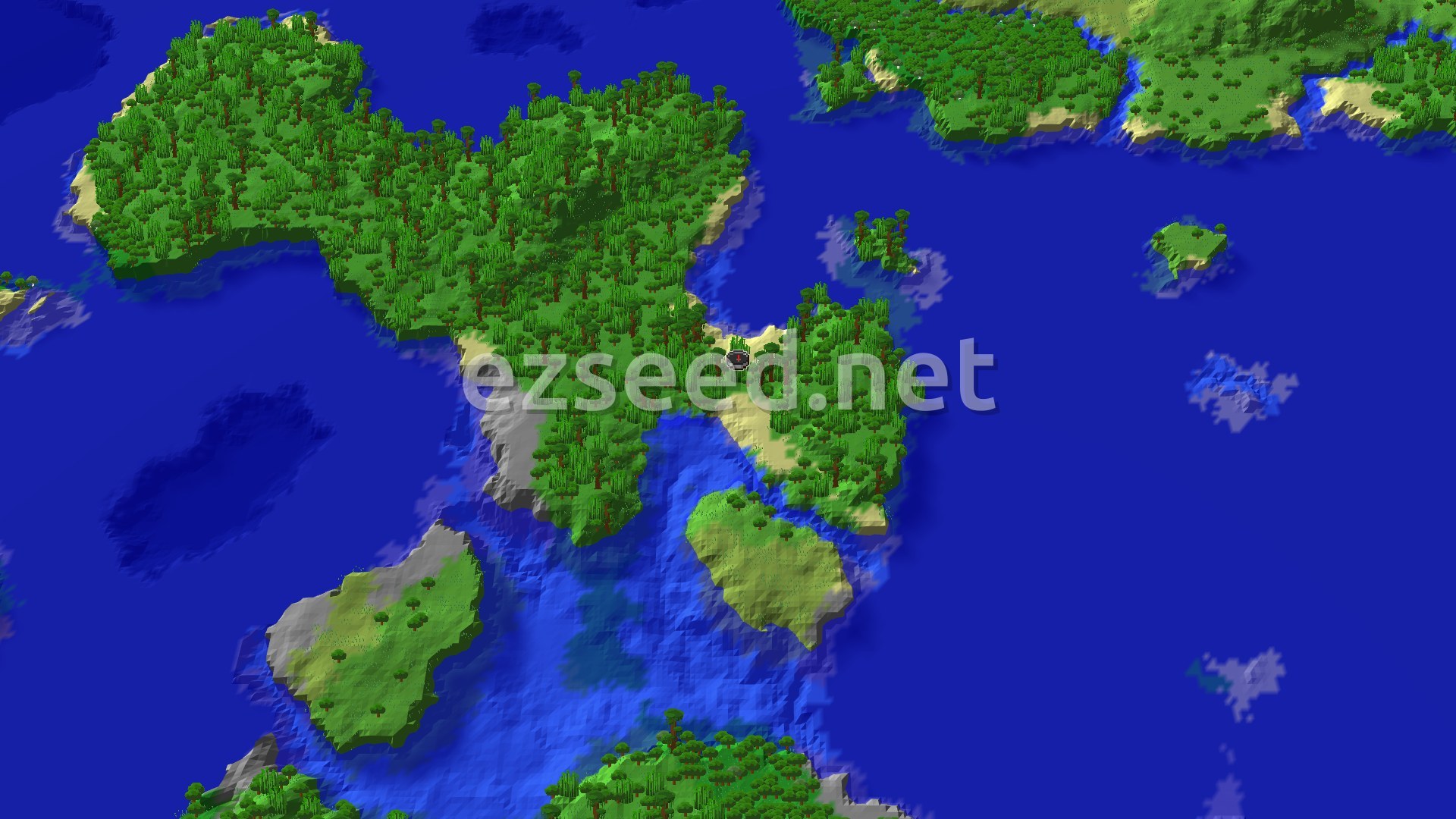 Aerial Minecraft seed map — Jungle Spawn with Lush Caves and Ancient City