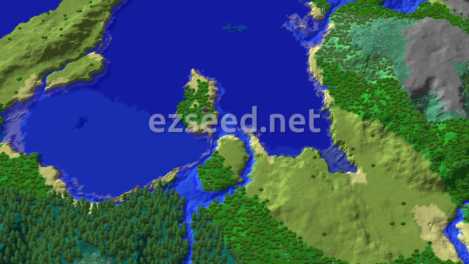 Aerial Minecraft seed map — Forest Spawn with Distant Ancient City