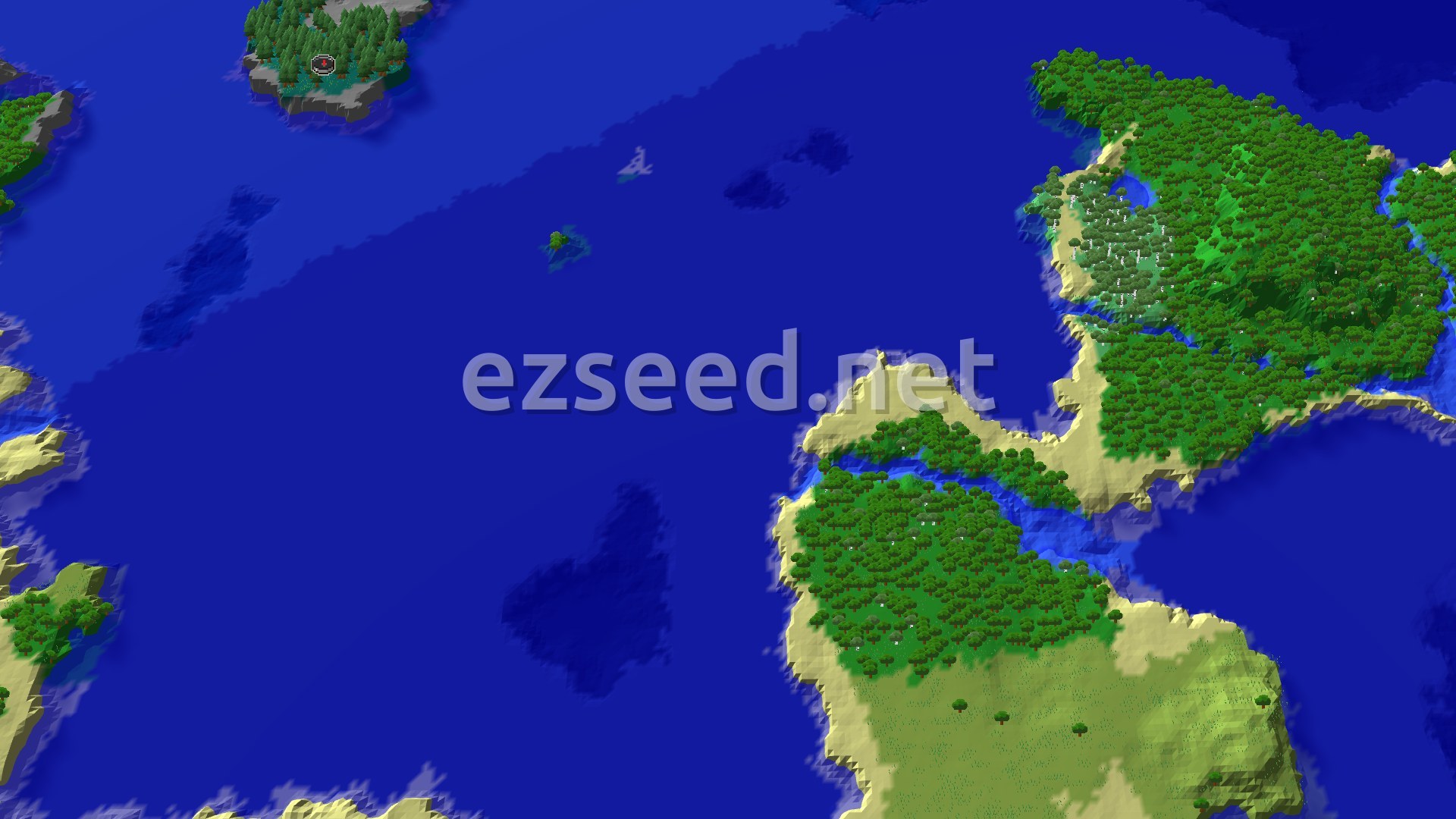 Aerial Minecraft seed map — Trial Chambers and a Mineshaft Close to Taiga Spawn