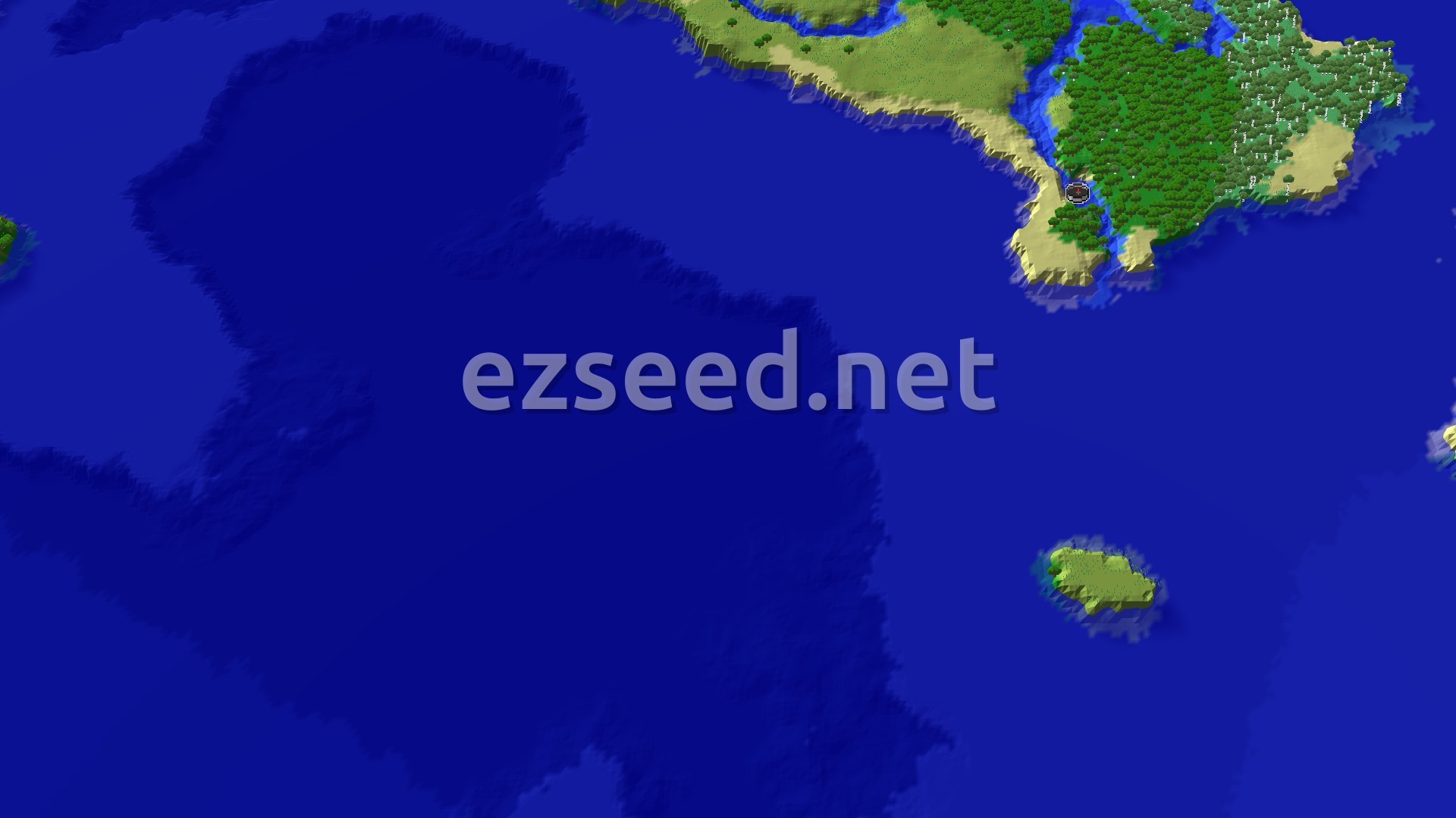 Aerial Minecraft seed map — A Lush Forest Start With Nearby Coastal Adventures