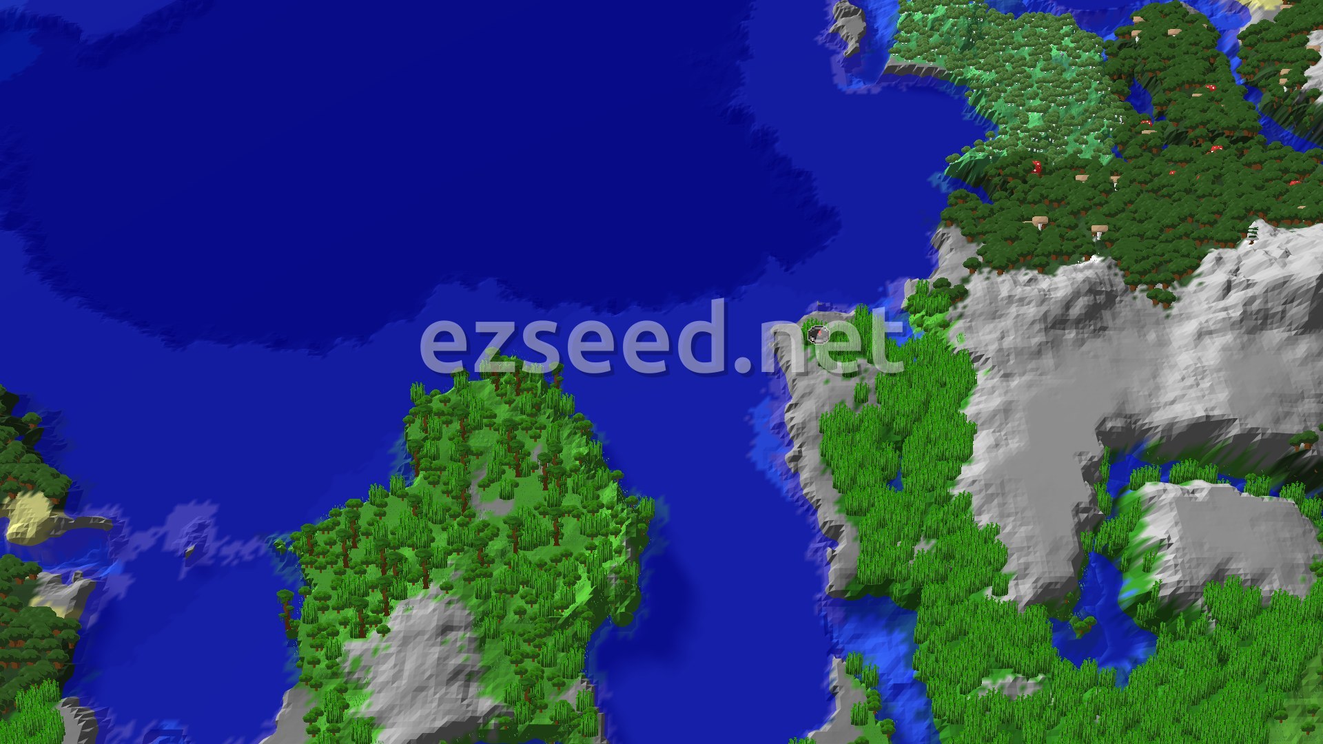 Aerial Minecraft seed map — Bamboo Jungle Spawn with Nearby Trial Chambers