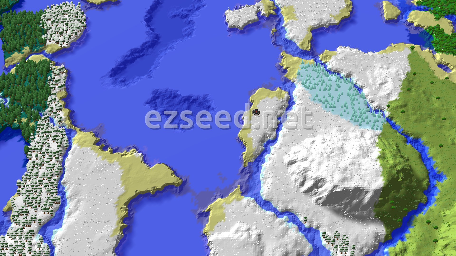 Aerial Minecraft seed map — A Cold Start With Close Ice Spikes