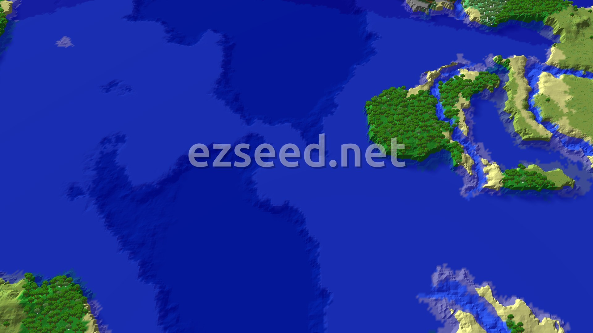 Aerial Minecraft seed map — Forest Spawn with Nearby Village and Trial Chambers