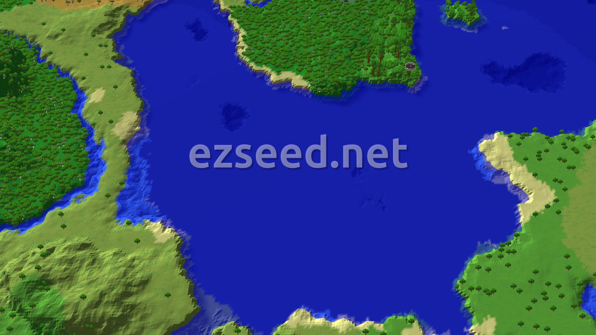 Aerial Minecraft seed map — A Jungle Spawn with Close Shipwreck and Trial Chambers