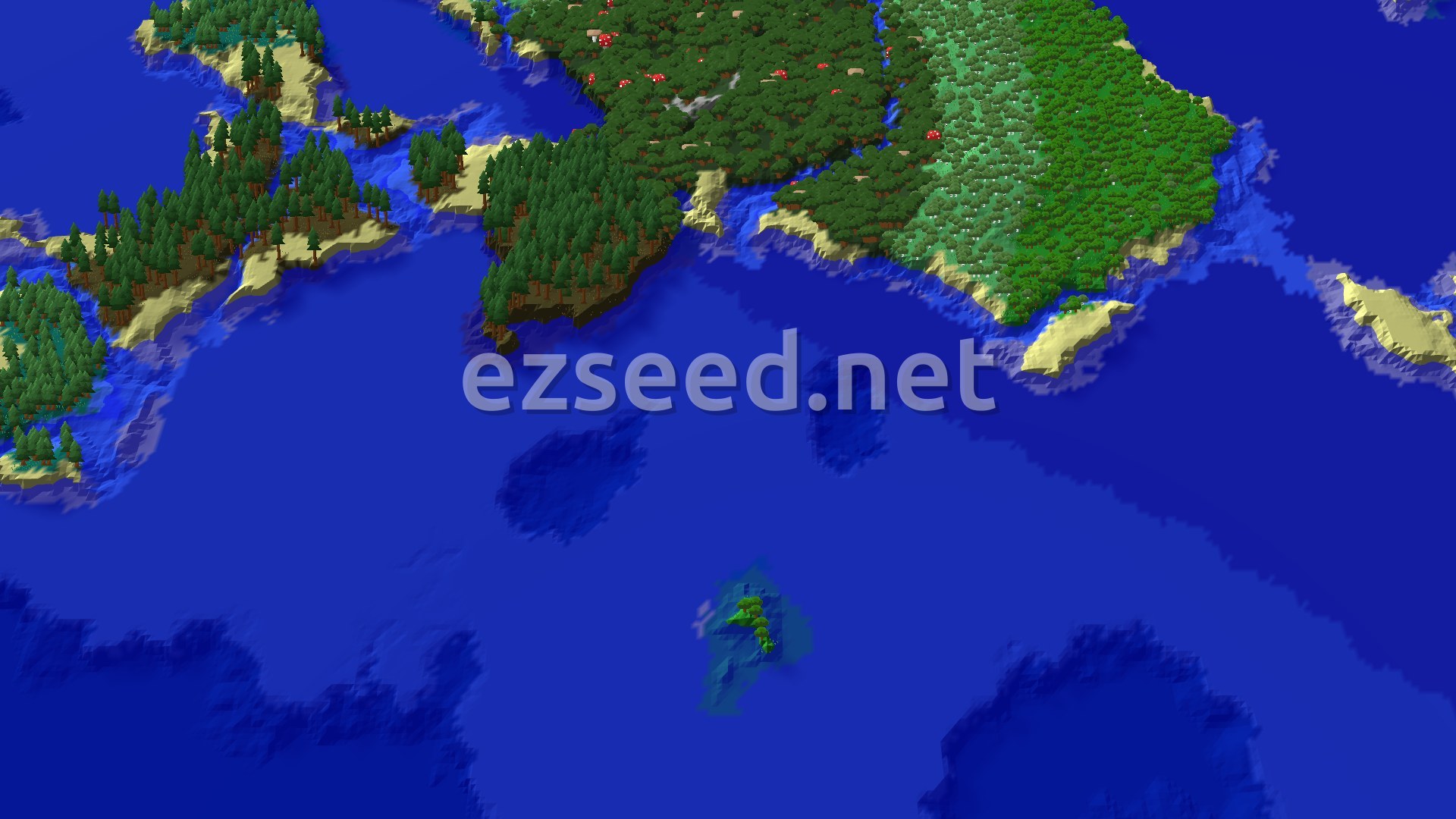 Aerial Minecraft seed map — Spawn on a Stony Shore with Trial Chambers Not Far Away
