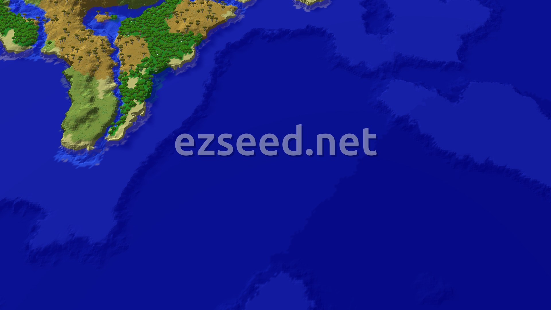Aerial Minecraft seed map — Trial Chambers and Ocean Monuments Near a Forest Spawn