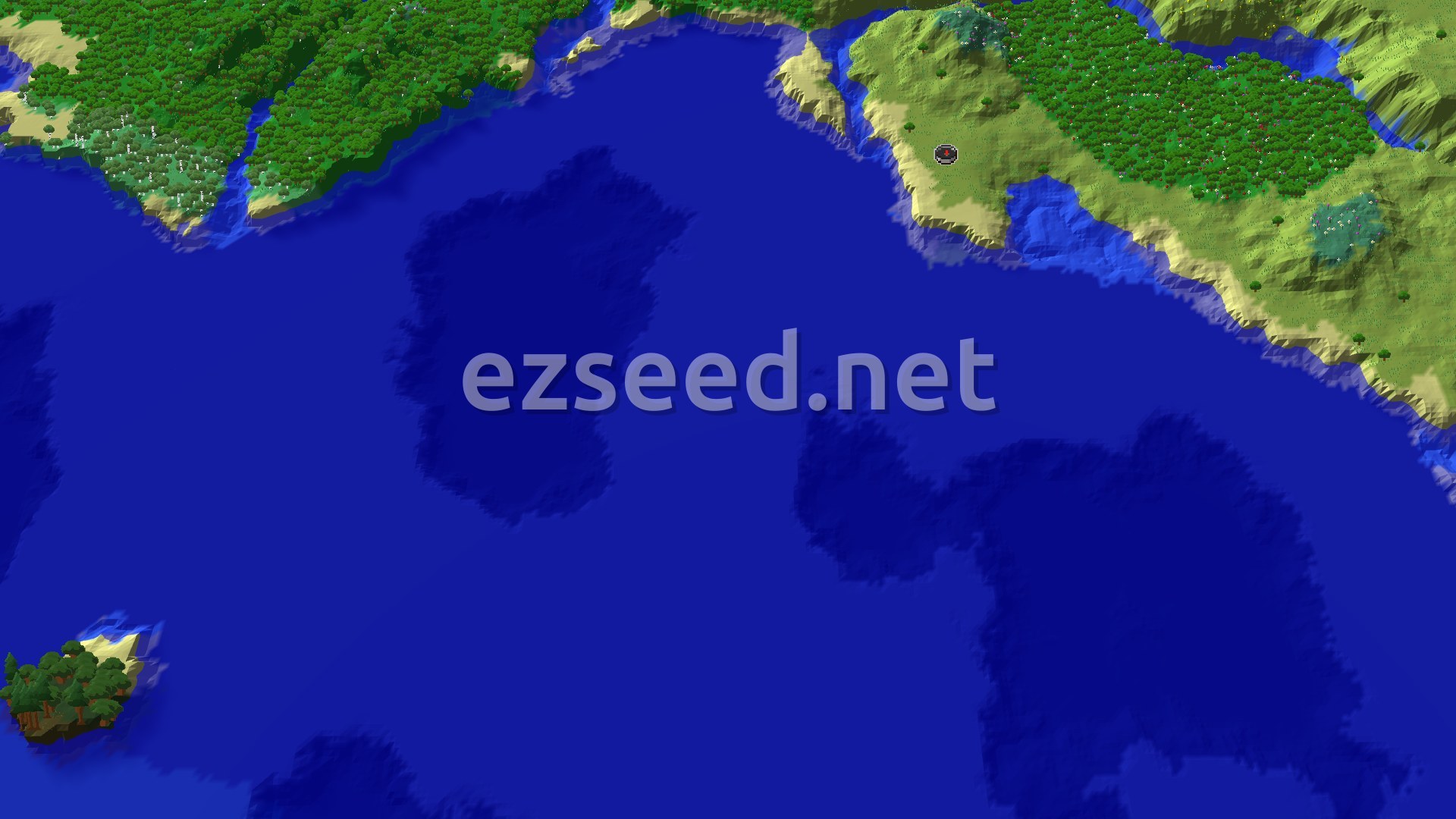 Aerial Minecraft seed map — Flower Forest and Coastal Exploration