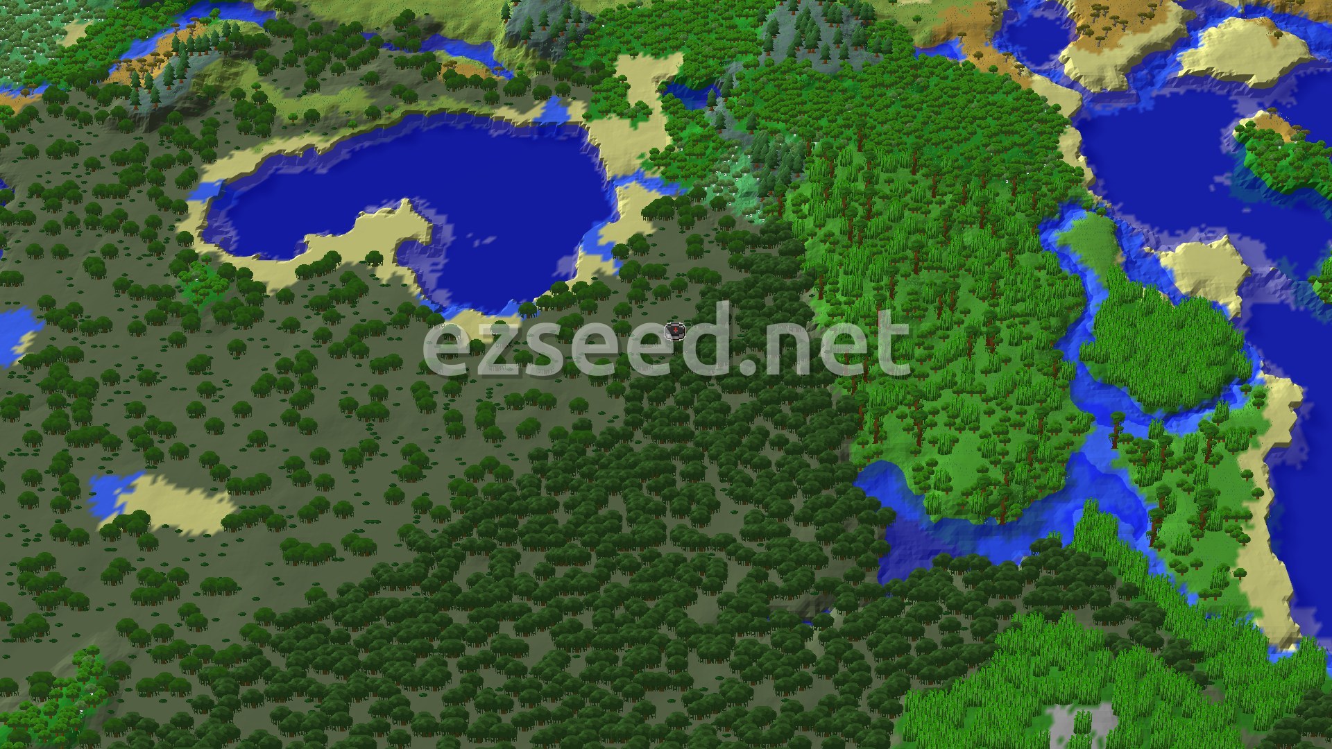 Aerial Minecraft seed map — Mangrove Swamp Spawn with Nearby Lush Caves