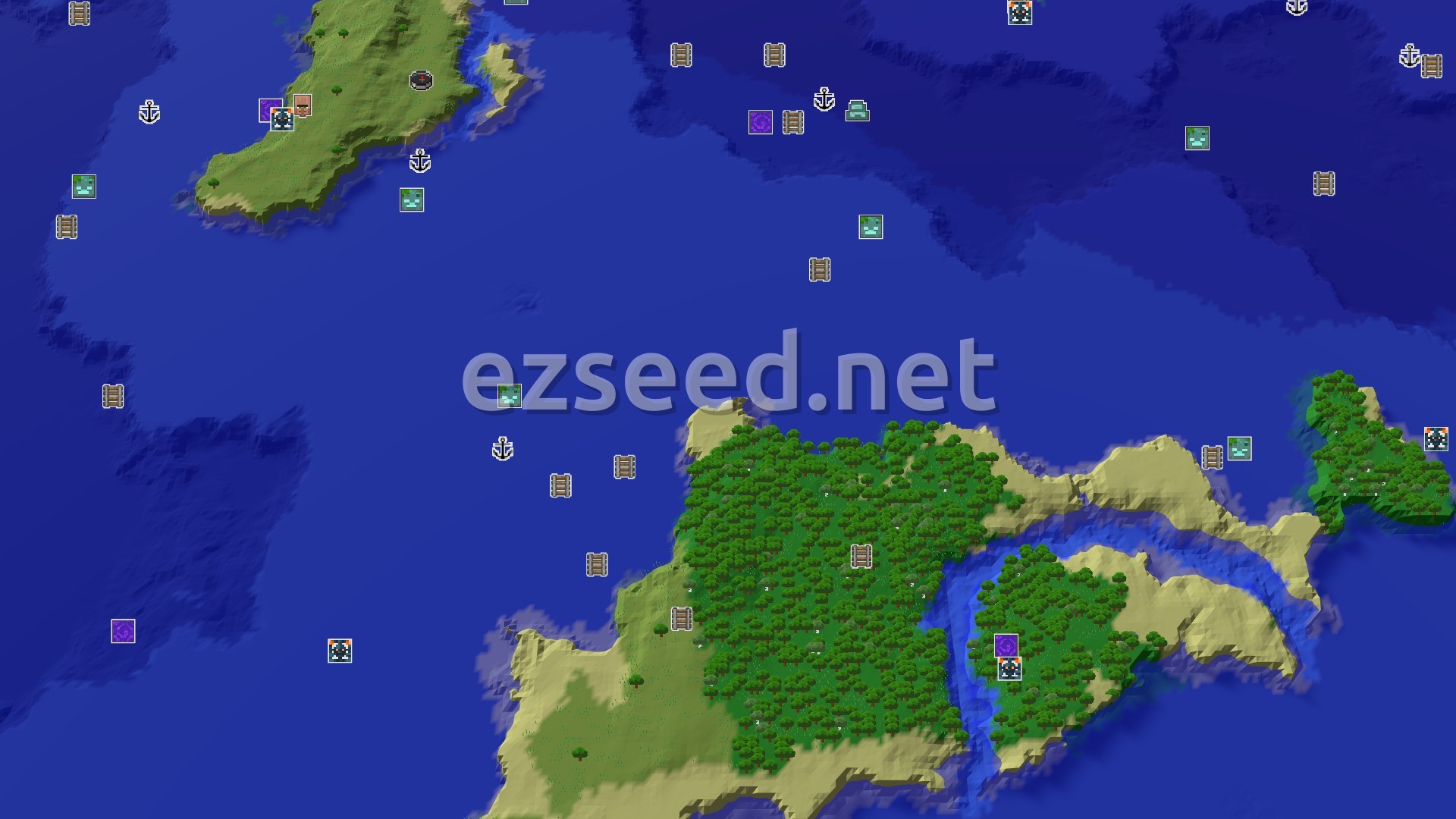 Aerial Minecraft seed map — Ocean Exploration and Island Living
