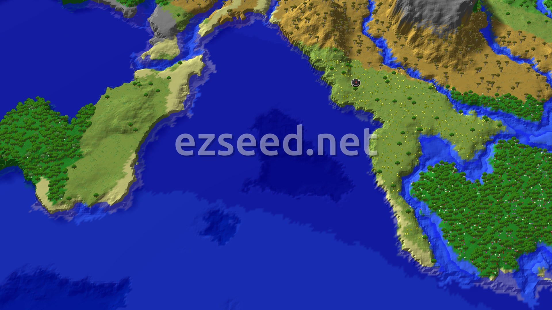 Aerial Minecraft seed map — Sunflower Plains Spawn with Nearby Trial Chambers