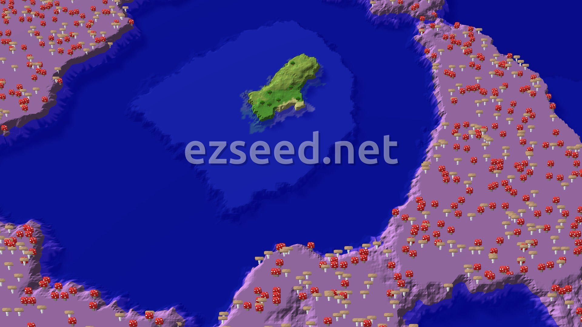 Aerial Minecraft seed map — Mushroom Fields Near Spawn Island